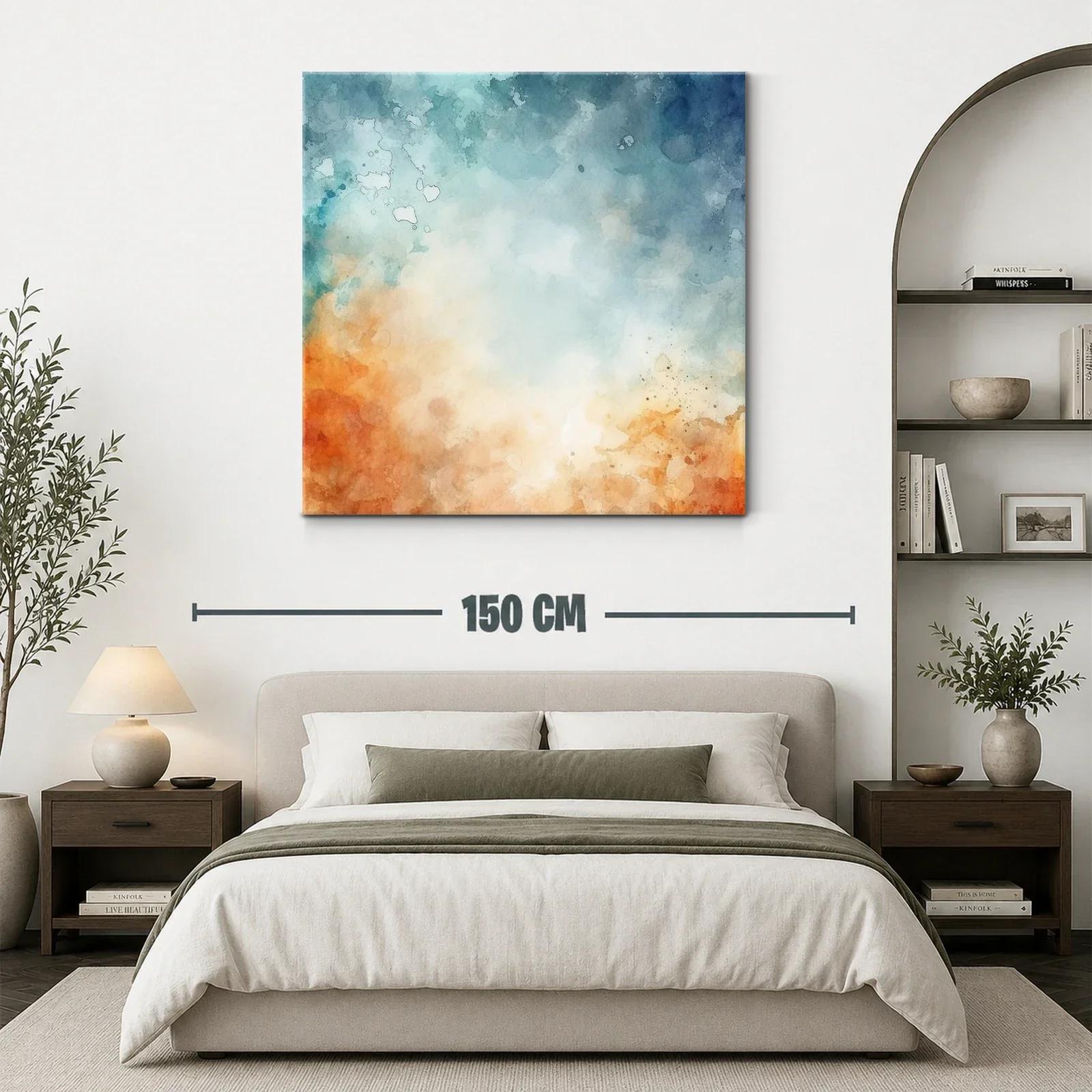 Cuadro abstracto con tonos cálidos y fríos en armonía — miniatura 3