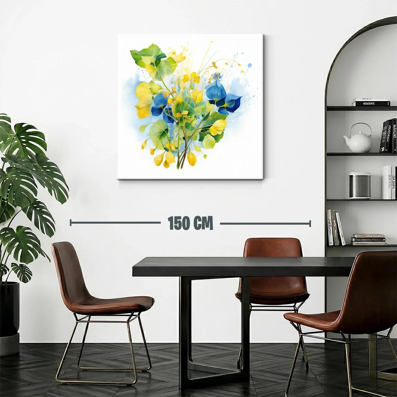 Composición floral en tonos azules y amarillos vibrantes — miniatura 2