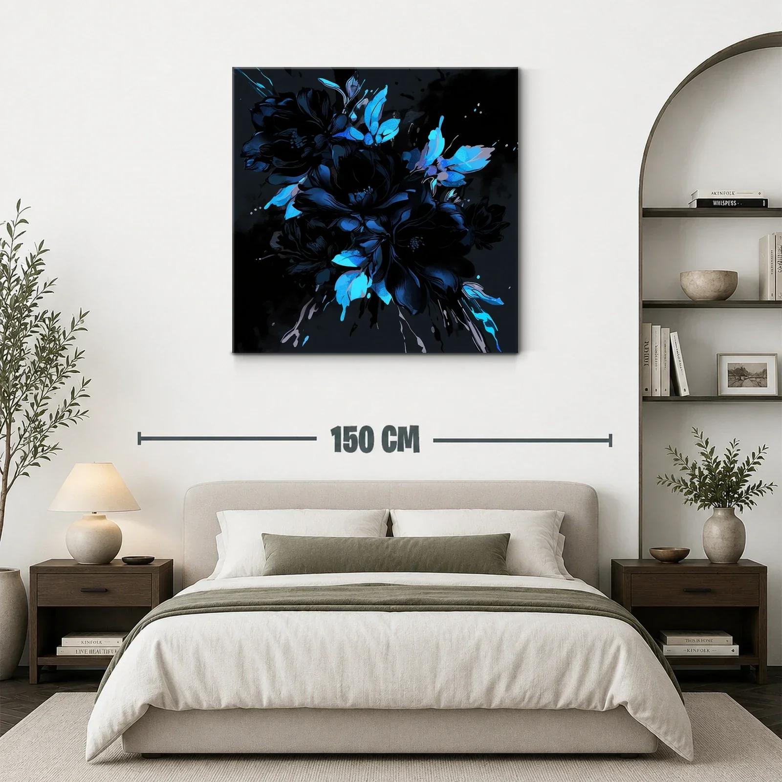 Elegancia floral en tonos oscuros y azules vibrantes — miniatura 3