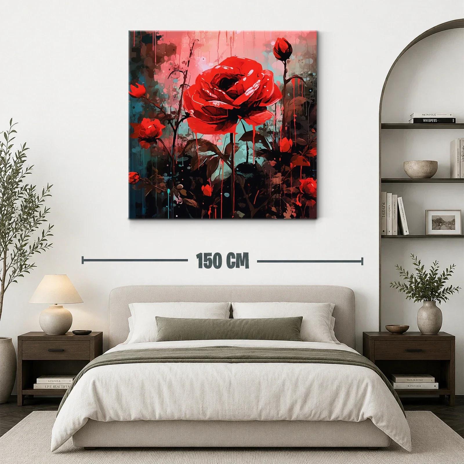 Vibrante composición de rosas rojas con fondo abstracto — miniatura 3