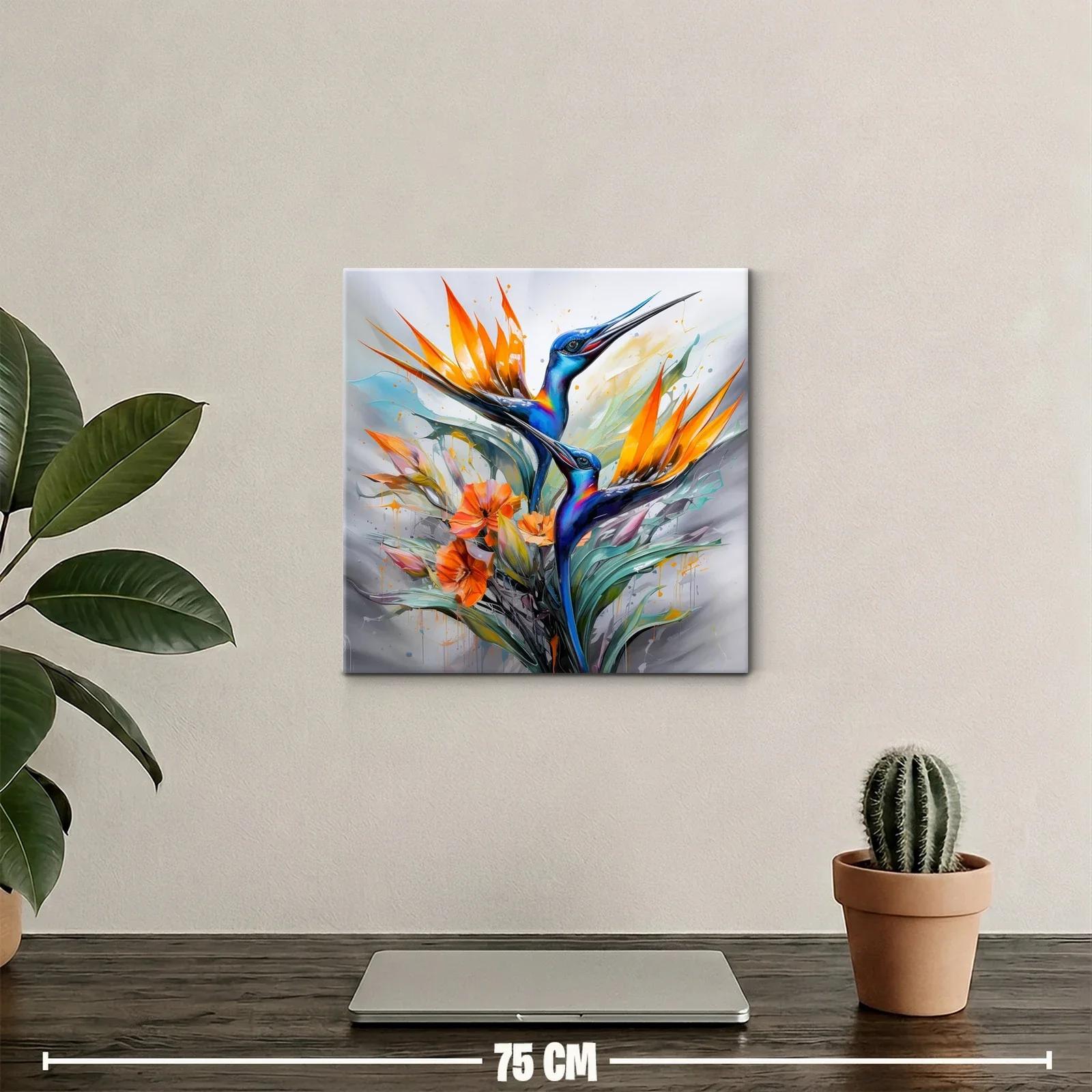 Elegancia vibrante con colibríes y flores exóticas — miniatura 2