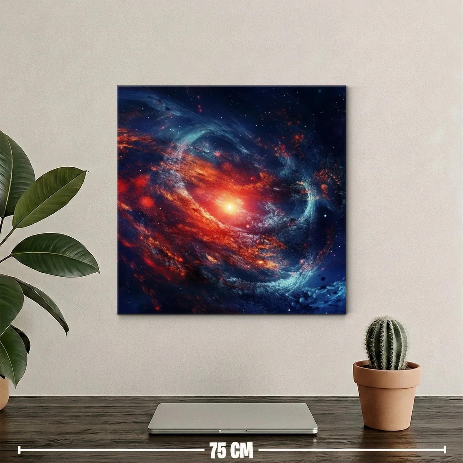 Cuadro artístico de galaxia en vibrantes tonos rojos y azules — miniatura 2