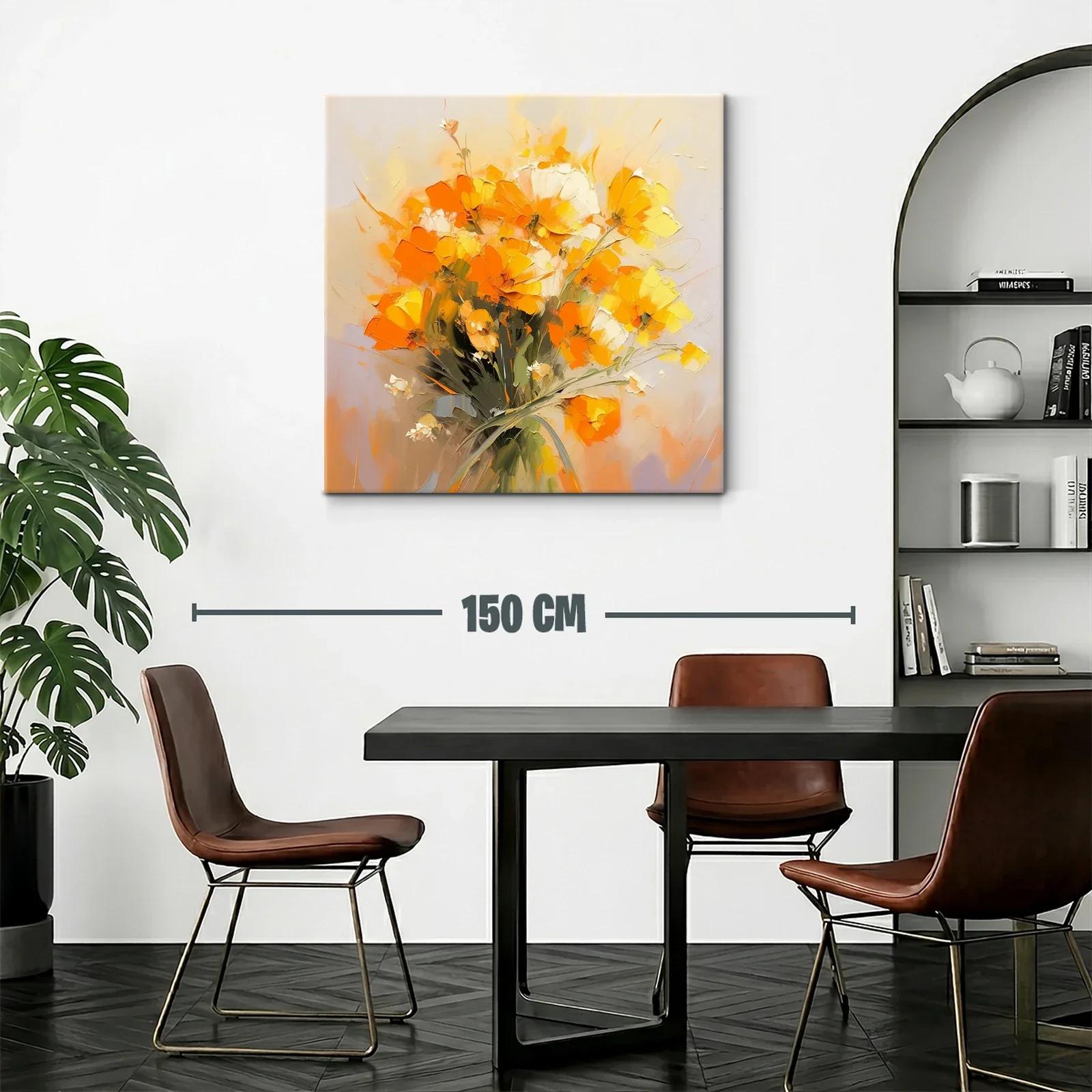 Cuadro floral vibrante en tonos naranja y amarillo — miniatura 2