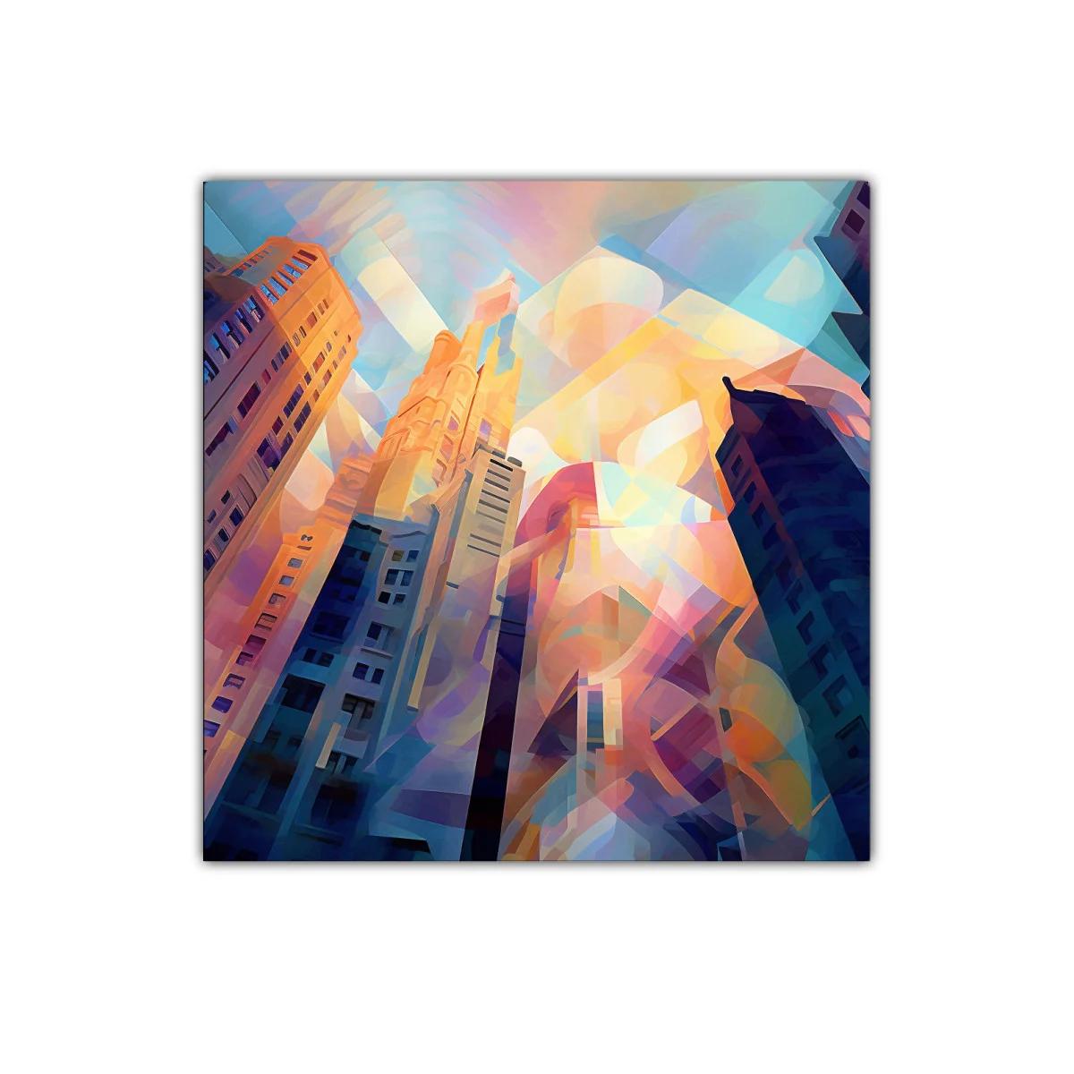 Ciudades llenas de luz y color en composición abstracta