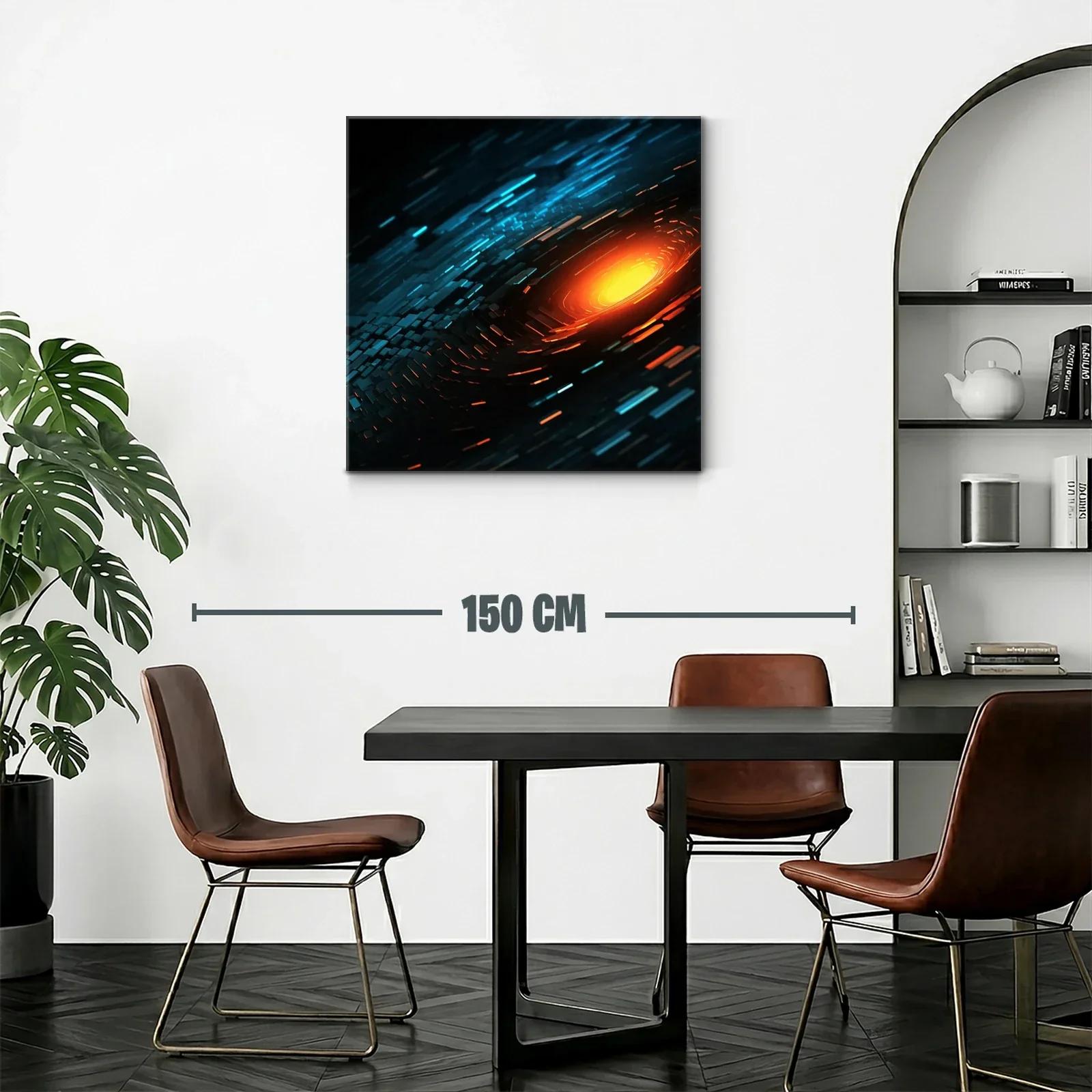 Cuadro abstracto con destellos cálidos y tonos fríos — miniatura 2
