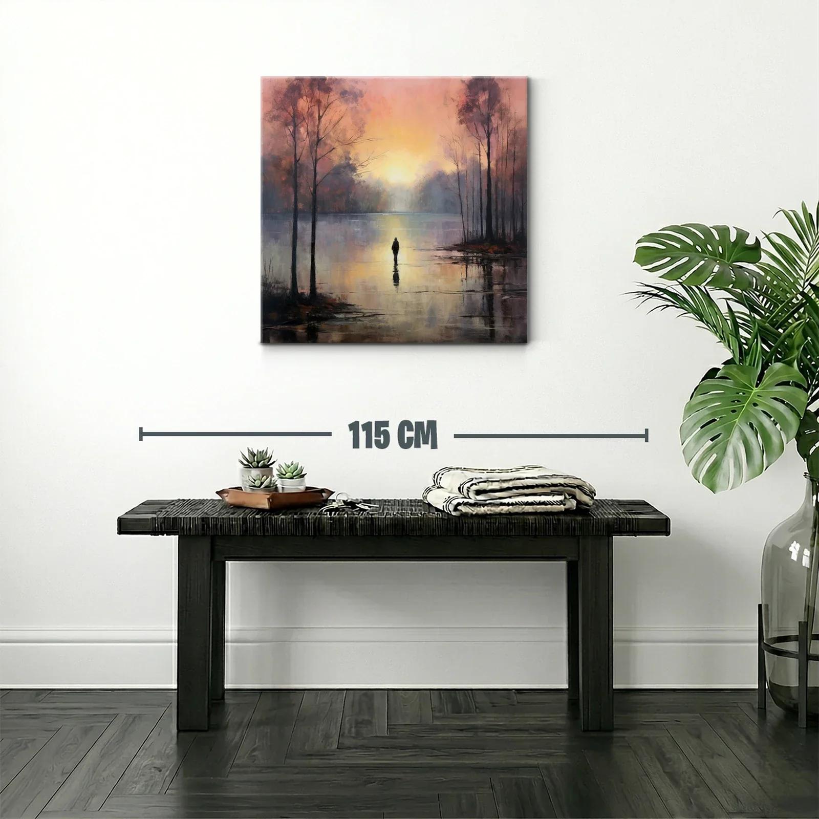 Paisaje sereno al amanecer con figura solitaria — miniatura 2
