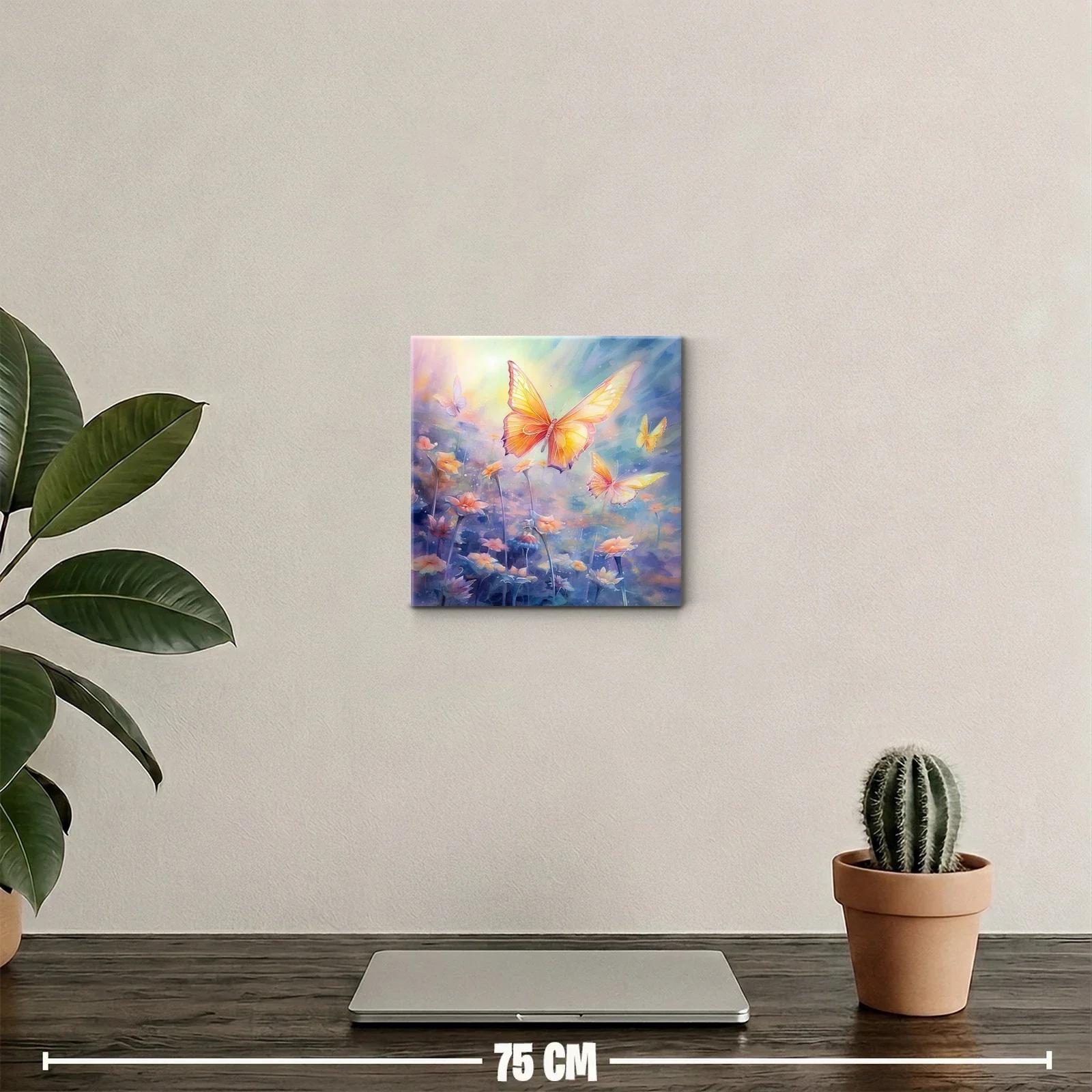 Mariposas luminosas en campo de flores encantado — miniatura 2