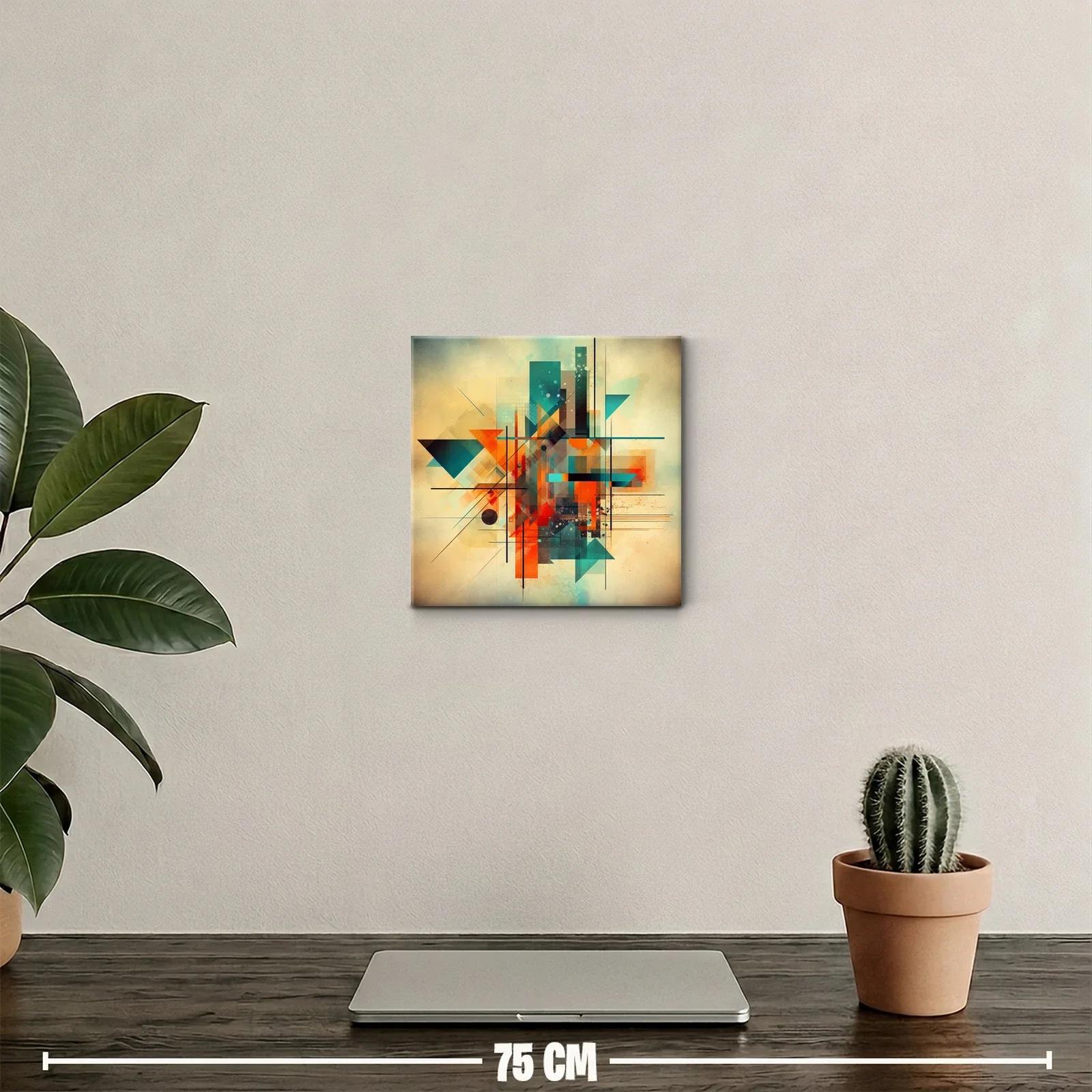 Composición abstracta geométrica en tonos cálidos y azules — miniatura 2