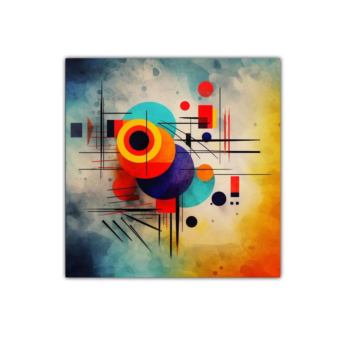 Composición abstracta con círculos vibrantes y líneas negras — miniatura 1