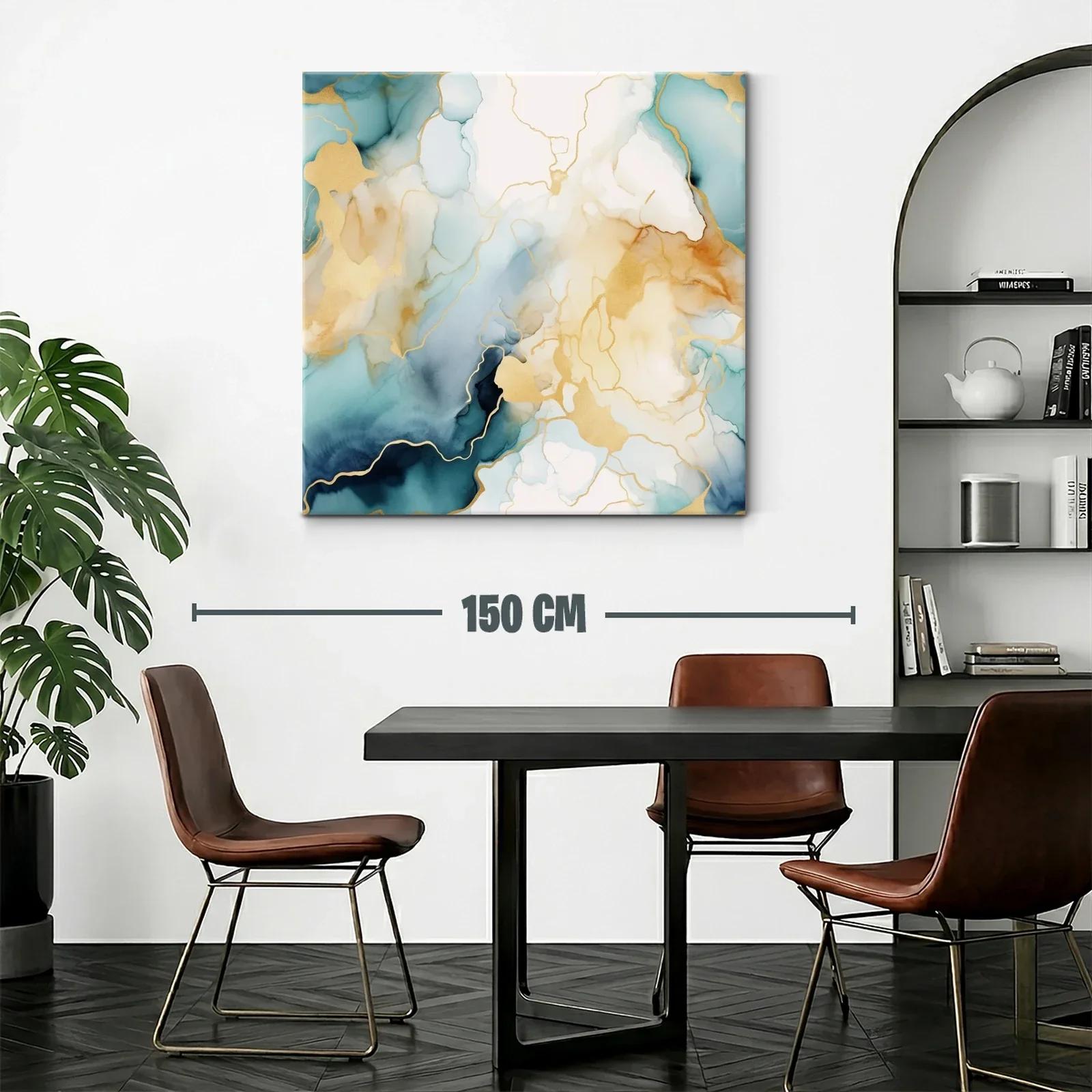 Arte abstracto con tonos dorados y azulados delicados — miniatura 2