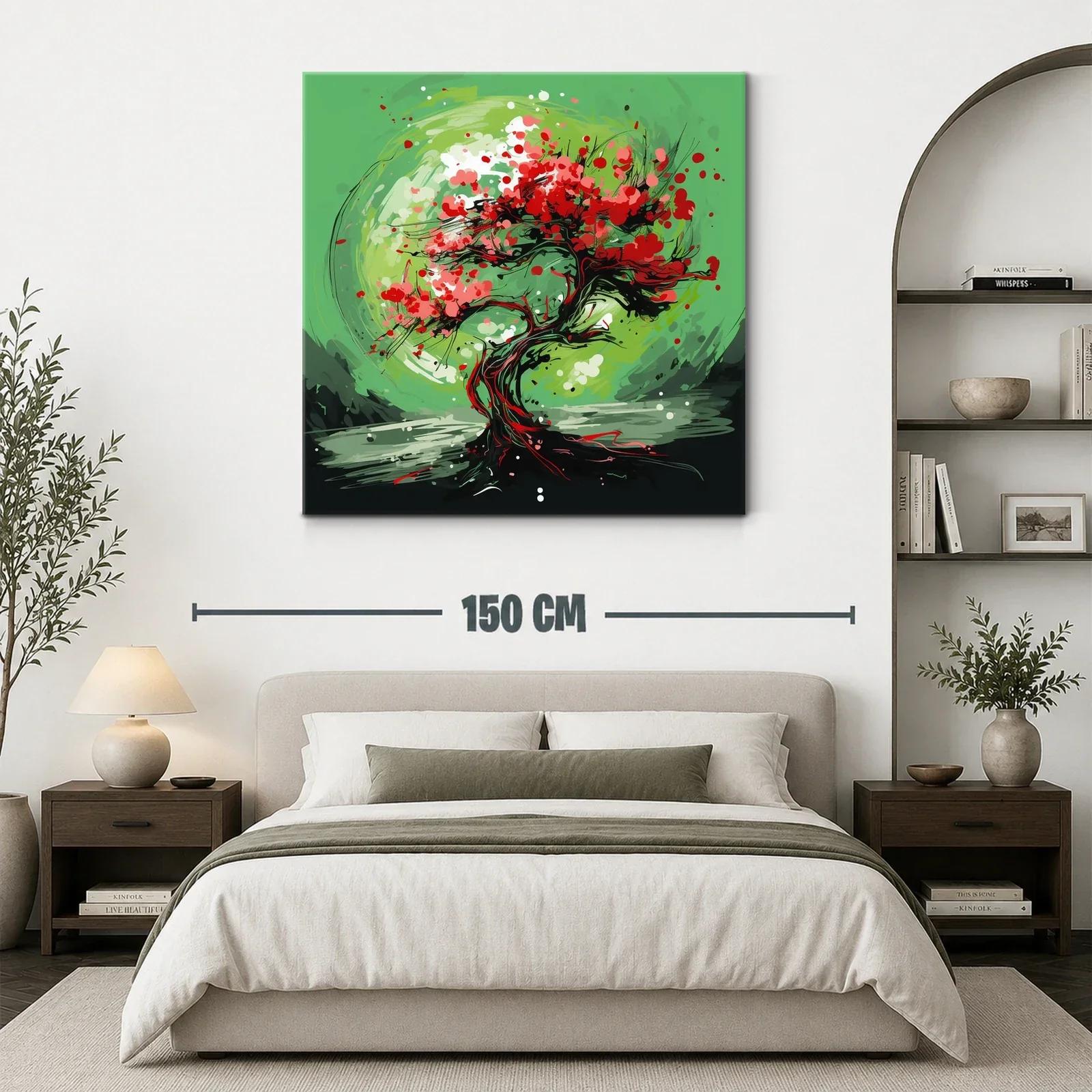 Árbol abstracto con vibrantes tonos verdes y rojos — miniatura 3