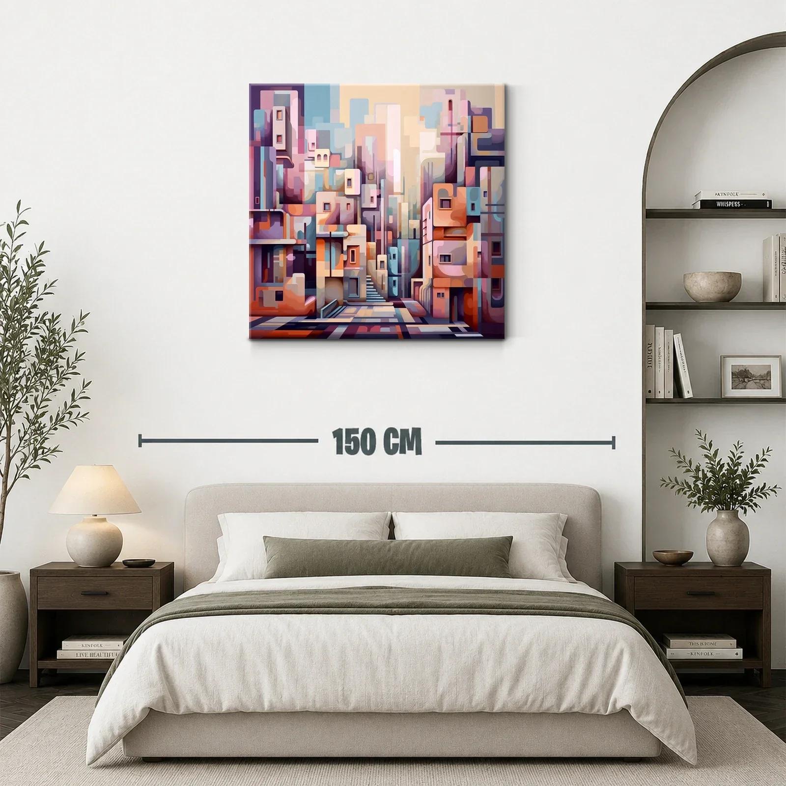 Composición urbana abstracta en tonos pastel y cálidos — miniatura 3