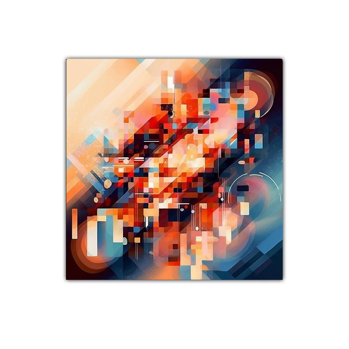 Composición abstracta vibrante con tonos cálidos y fríos