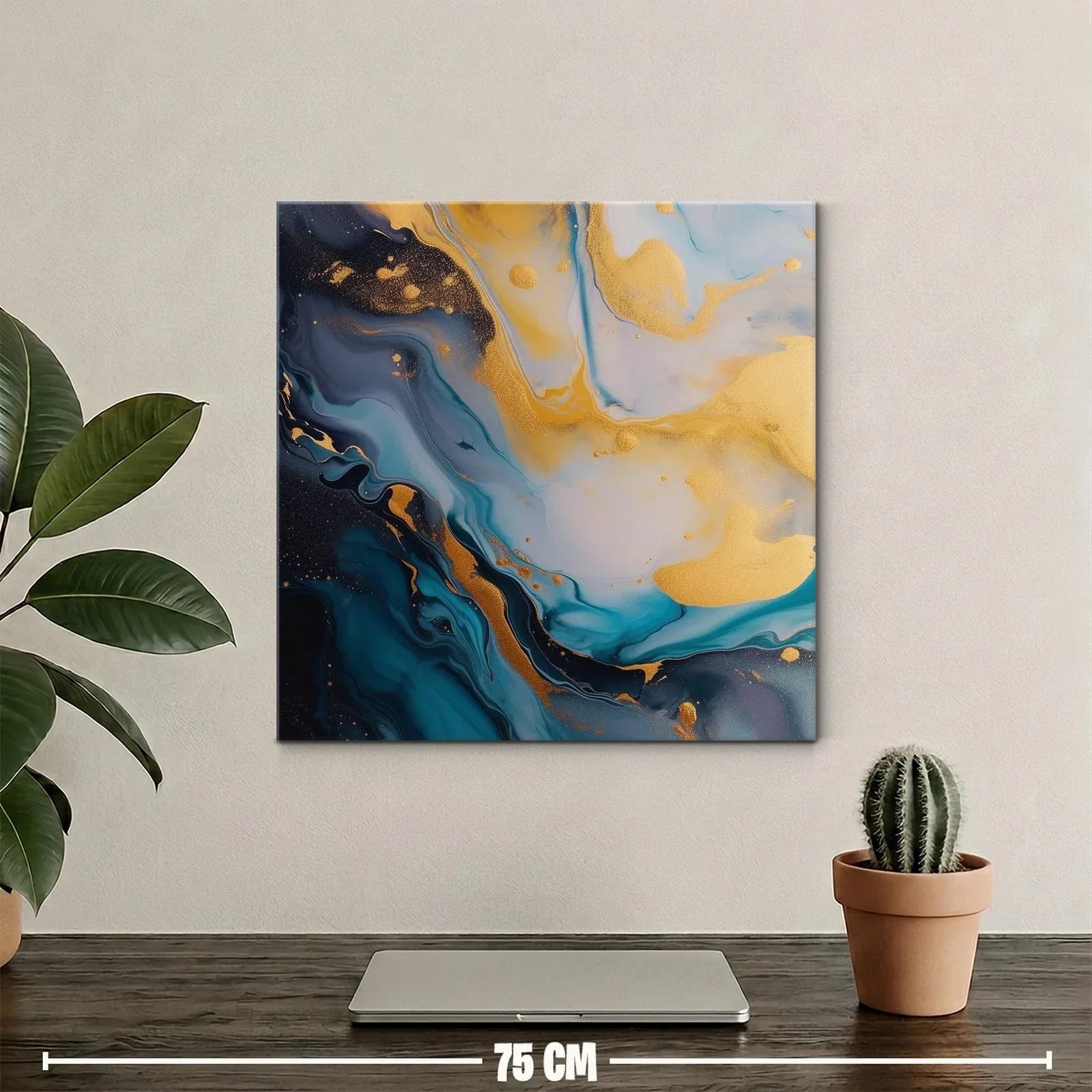 Cuadro Abstracto con Tonos Dorados y Azules Profundos — miniatura 2