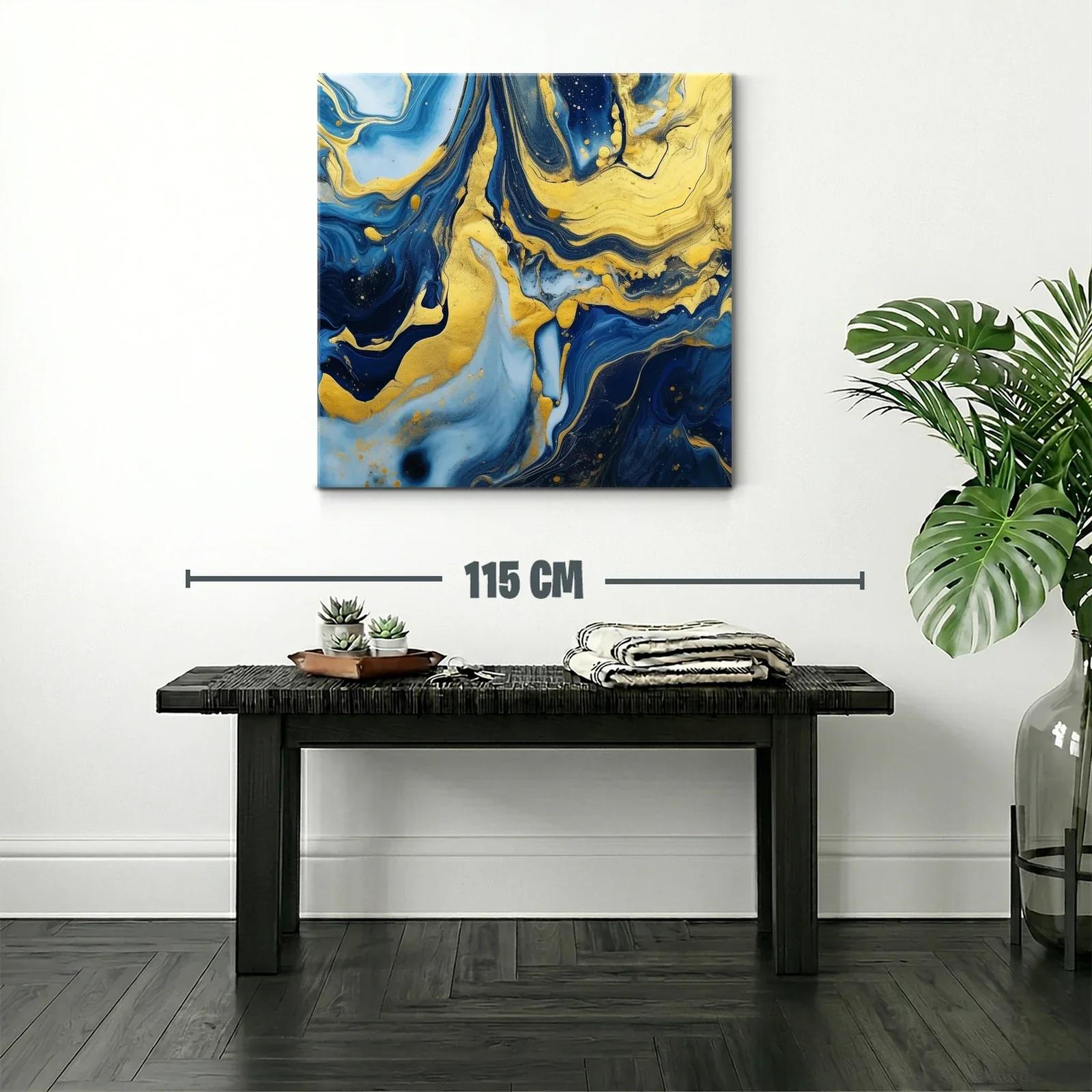 Abstracto en azul y dorado con movimiento fluido y elegante — miniatura 2