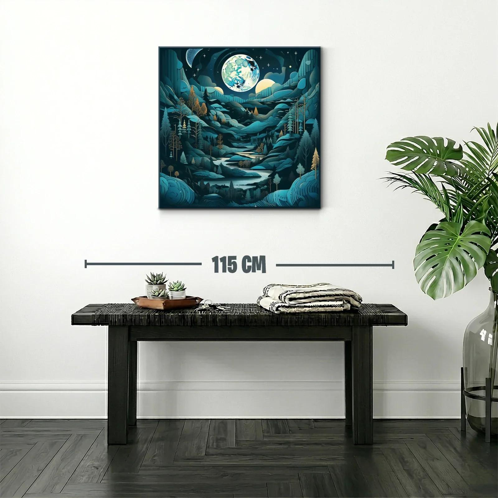 Paisaje nocturno con efecto de luna llena brillante — miniatura 2