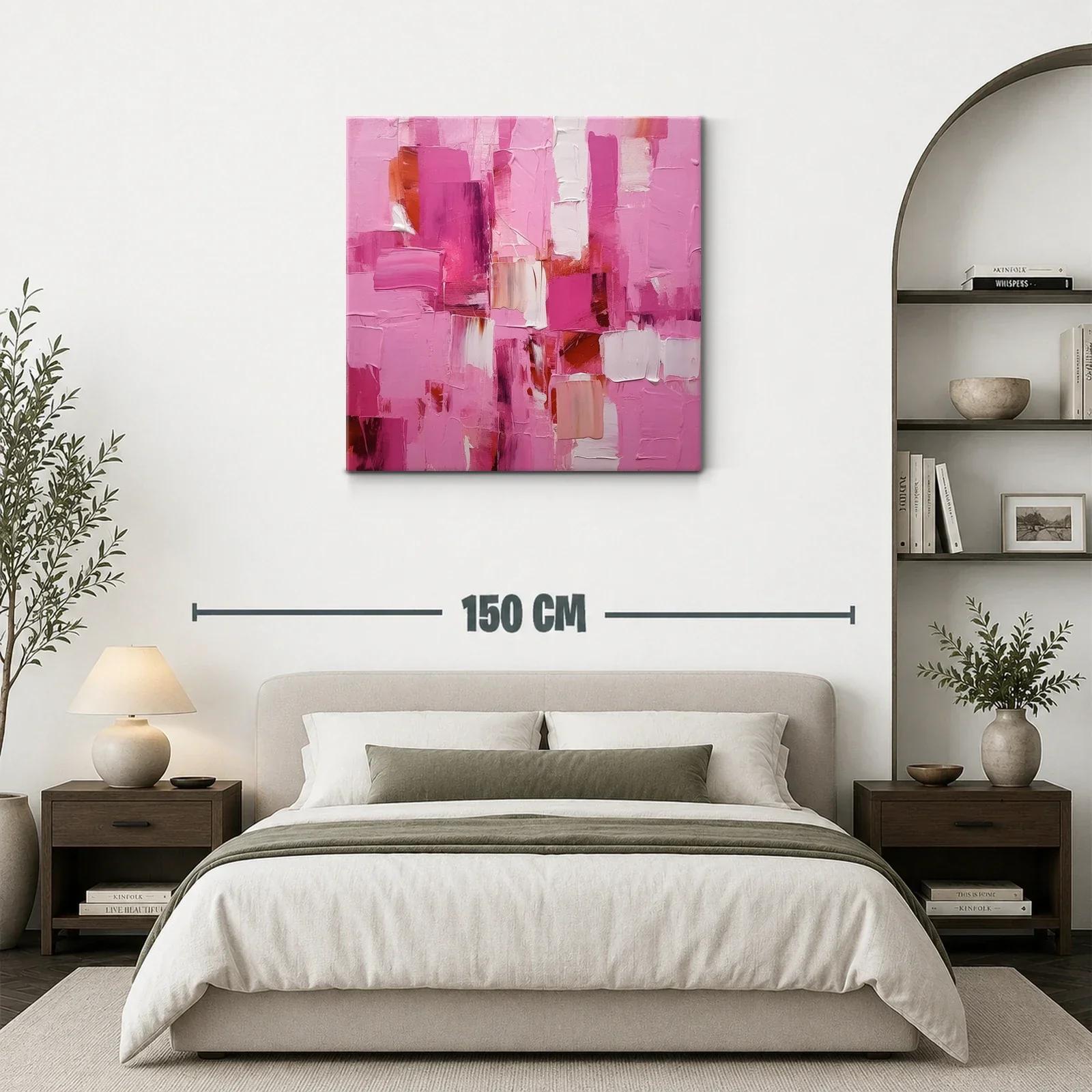 Cuadro abstracto con vibrantes tonos rosas y blancos — miniatura 3