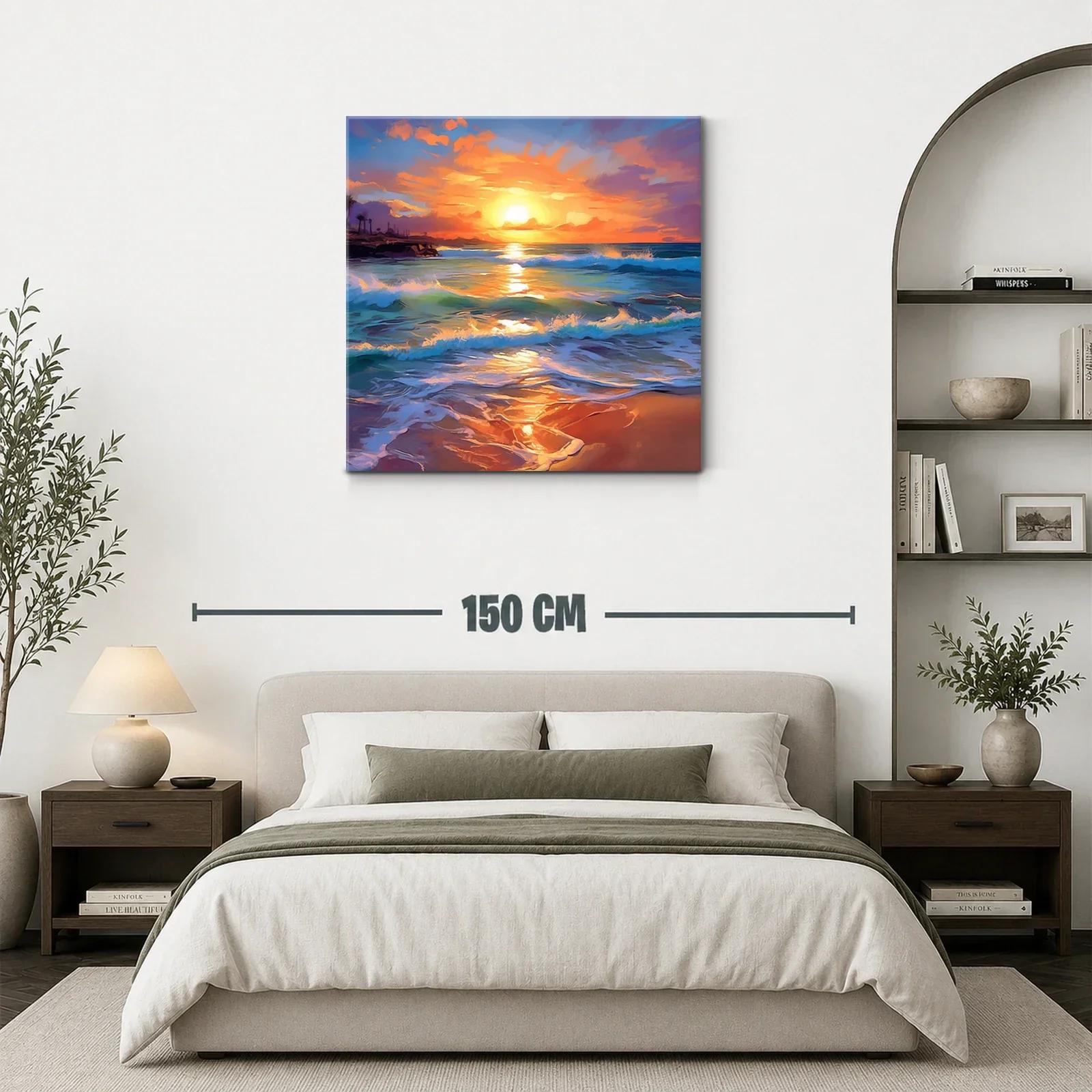 Atardecer vibrante con olas en playa serena — miniatura 3