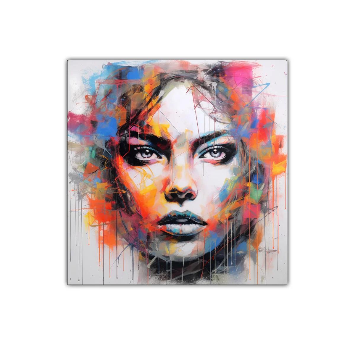 Retrato vibrante con explosión de colores intensos y mirada impactante — imagen principal