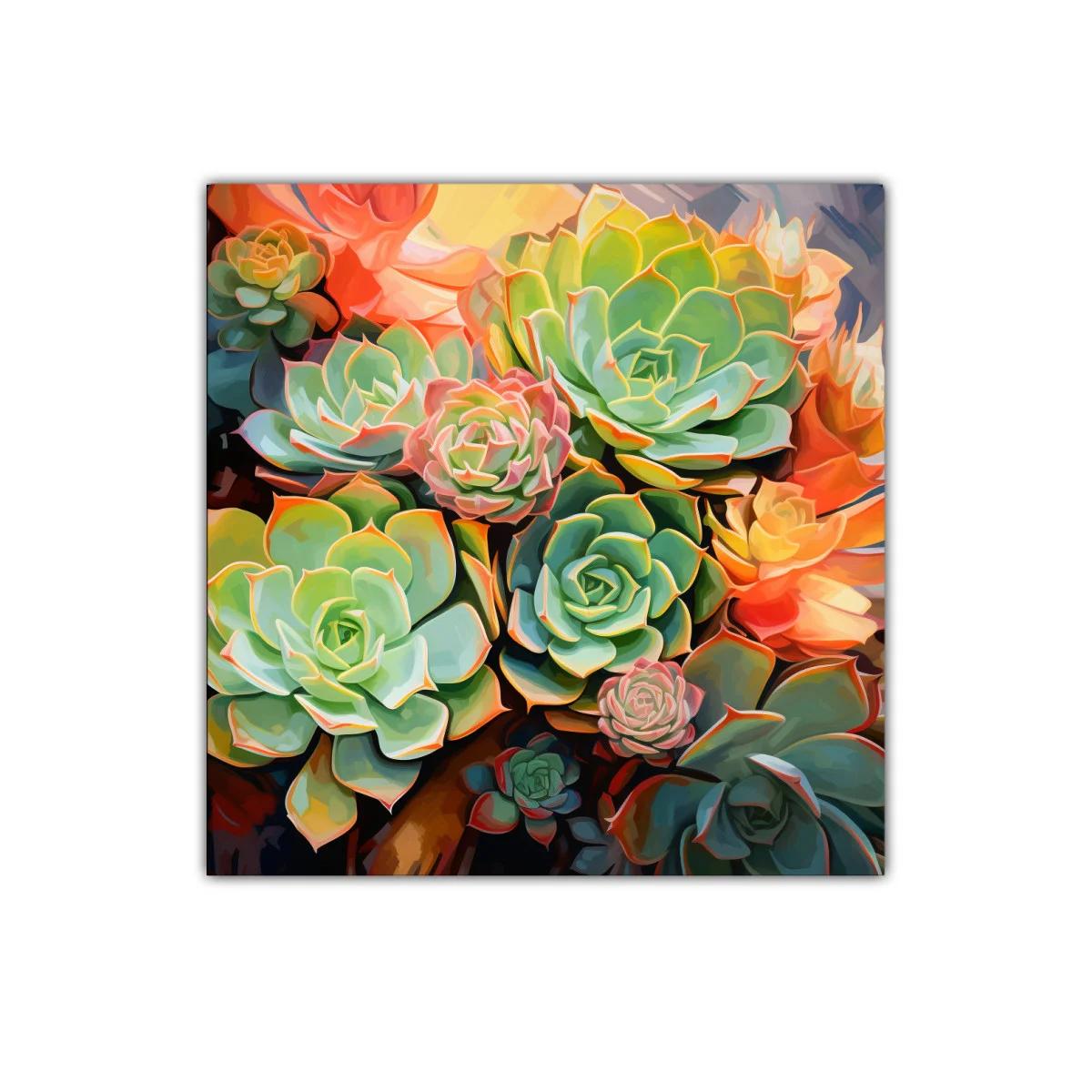 Cuadro decorativo con suculentas en tonos vibrantes — imagen principal