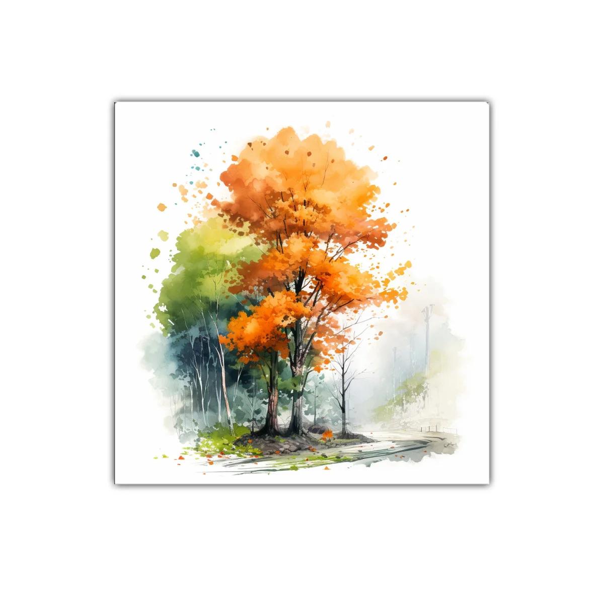 Árboles en otoño con vibrante color naranja