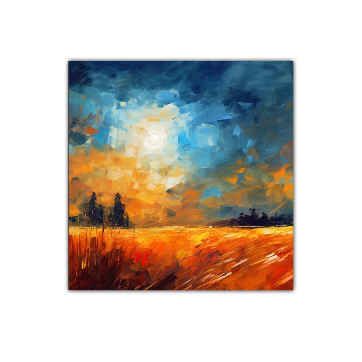 Paisaje abstracto de campo dorado al atardecer — imagen principal