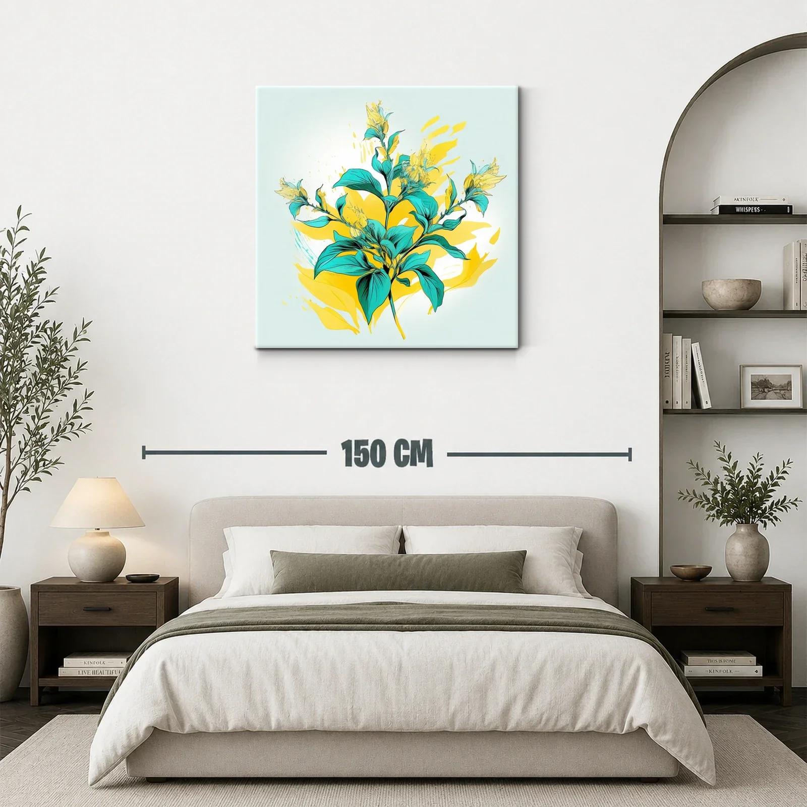 Flor Tropical vibrante en tonos turquesa y amarillo — miniatura 3