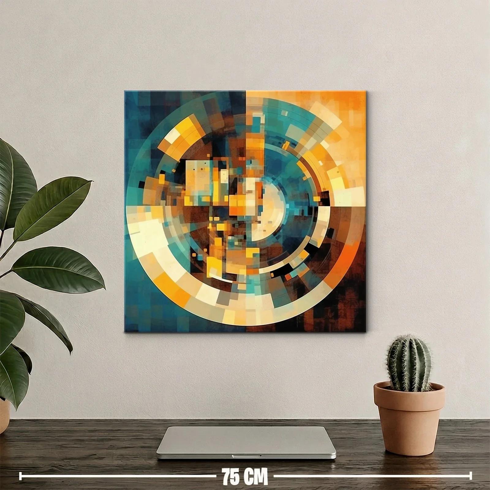 Cuadro con diseño abstracto y paleta cálida y azulada — miniatura 2