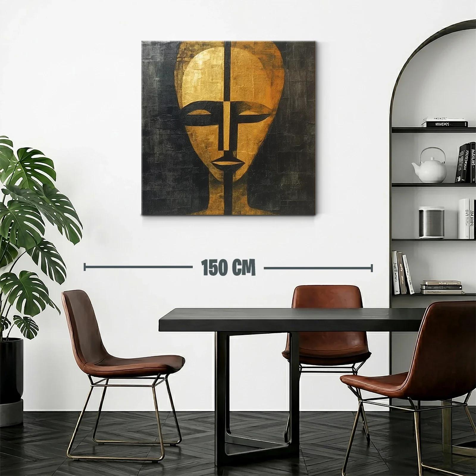Rostro abstracto en tonos dorados y negros — miniatura 2