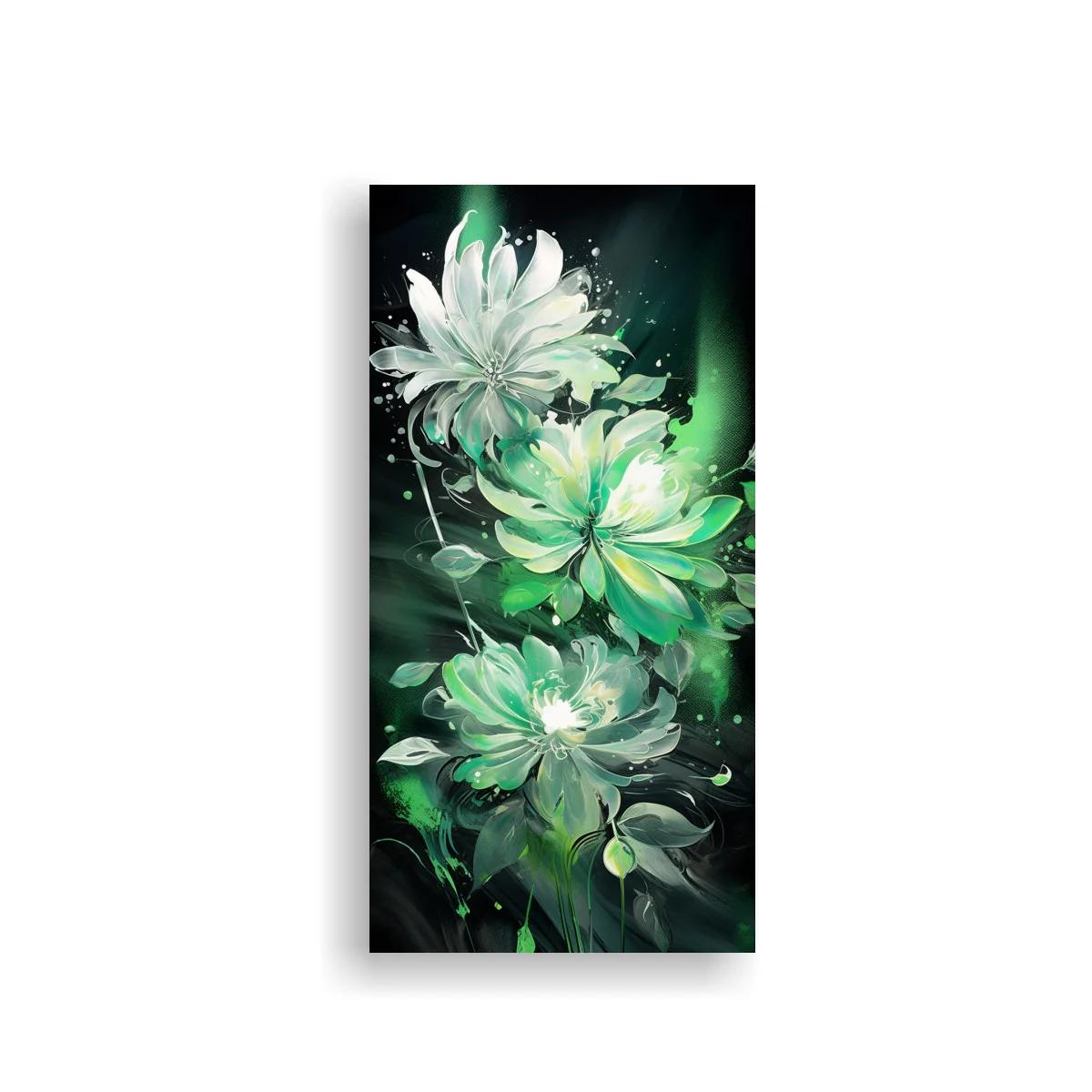 Cuadro flores de loto blancas y verdes con fondo oscuro — imagen principal