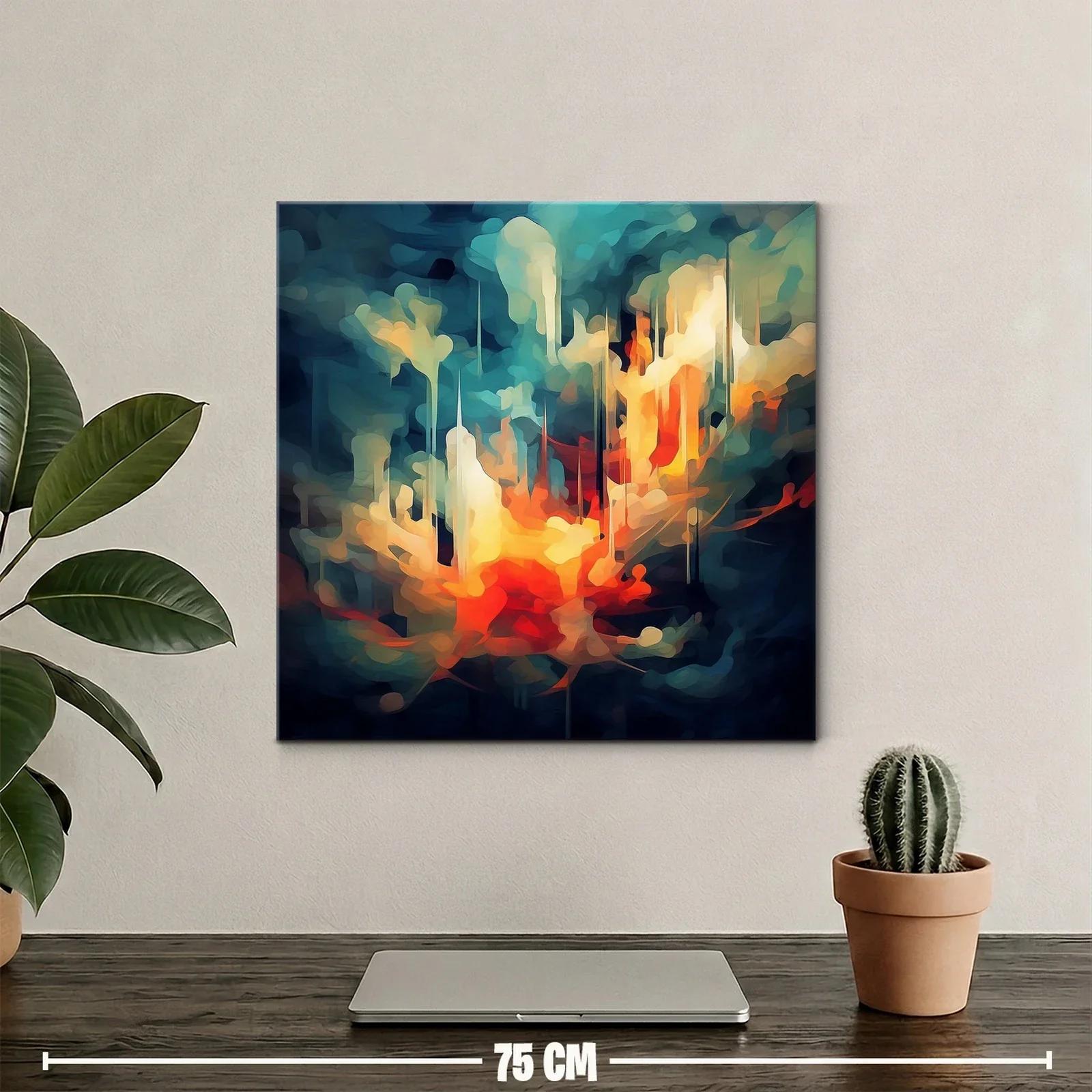 Composición abstracta en tonos cálidos y fríos vibrantes — miniatura 2