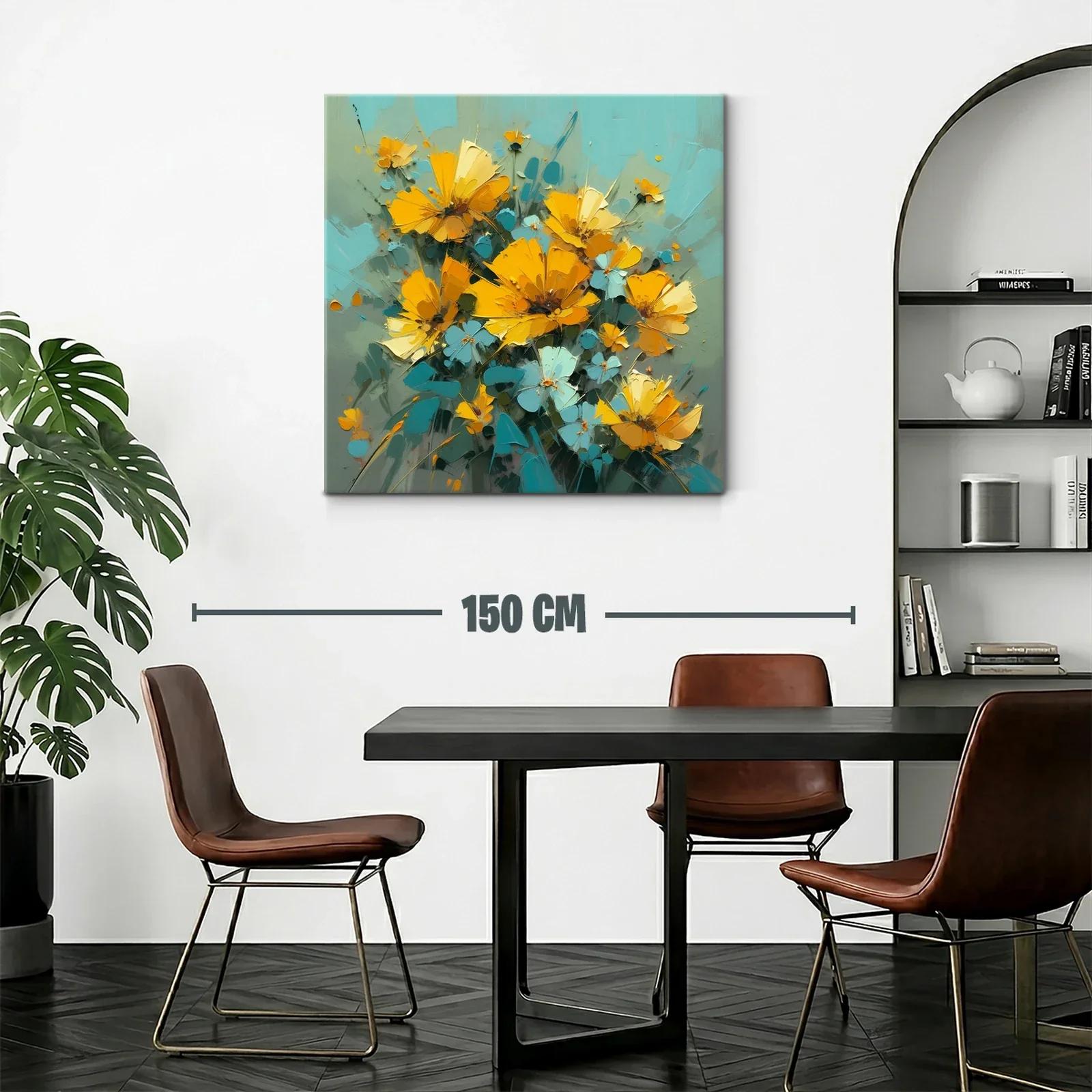 Ramo vibrante de flores amarillas y turquesas — miniatura 2