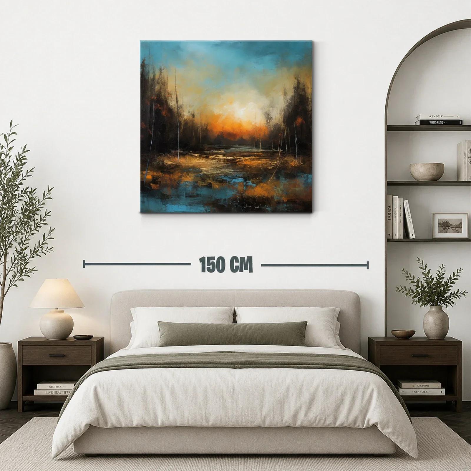 Paisaje abstracto con atardecer y tonos cálidos y fríos — miniatura 3