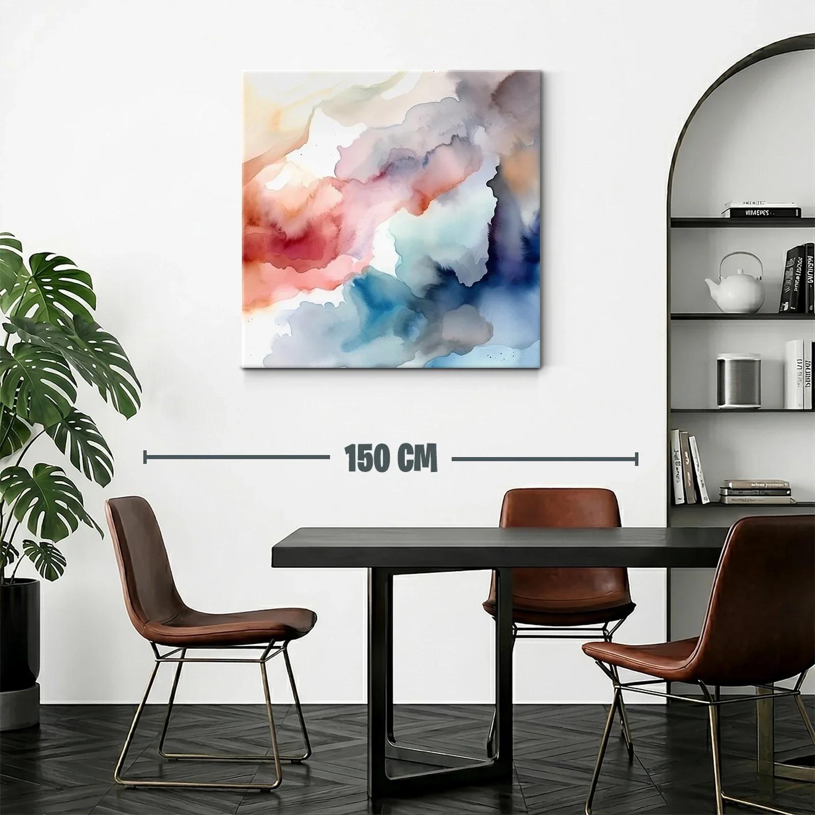 Cuadro abstracto en tonos cálidos y fríos para ambientes modernos — miniatura 2