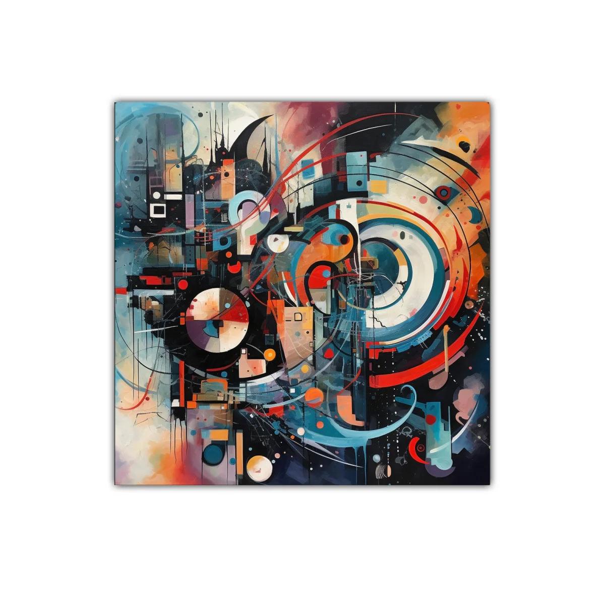 Cuadro abstracto con formas circulares y dinámicas — imagen principal