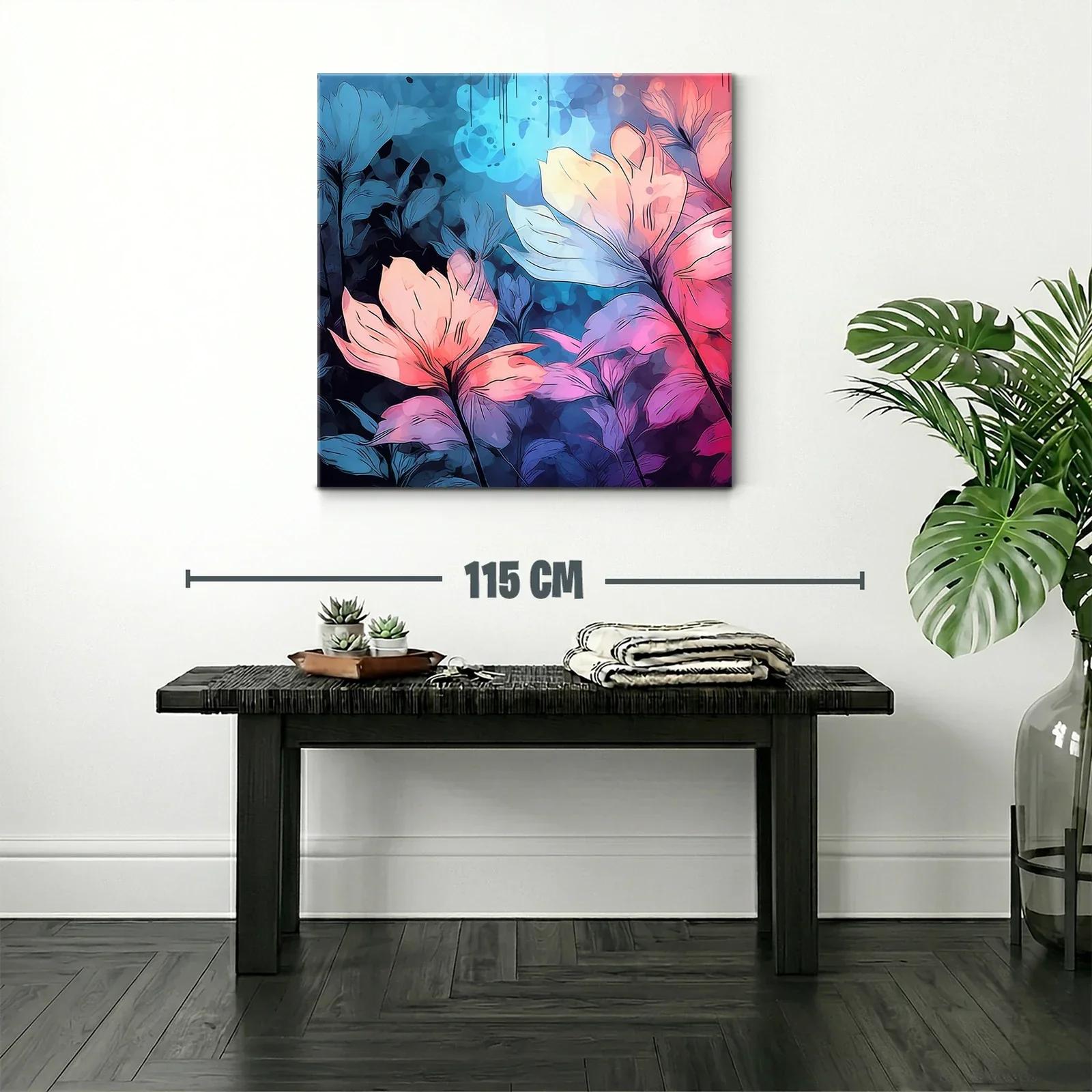 Flores vibrantes en tonos rosa y azul con estilo moderno — miniatura 2