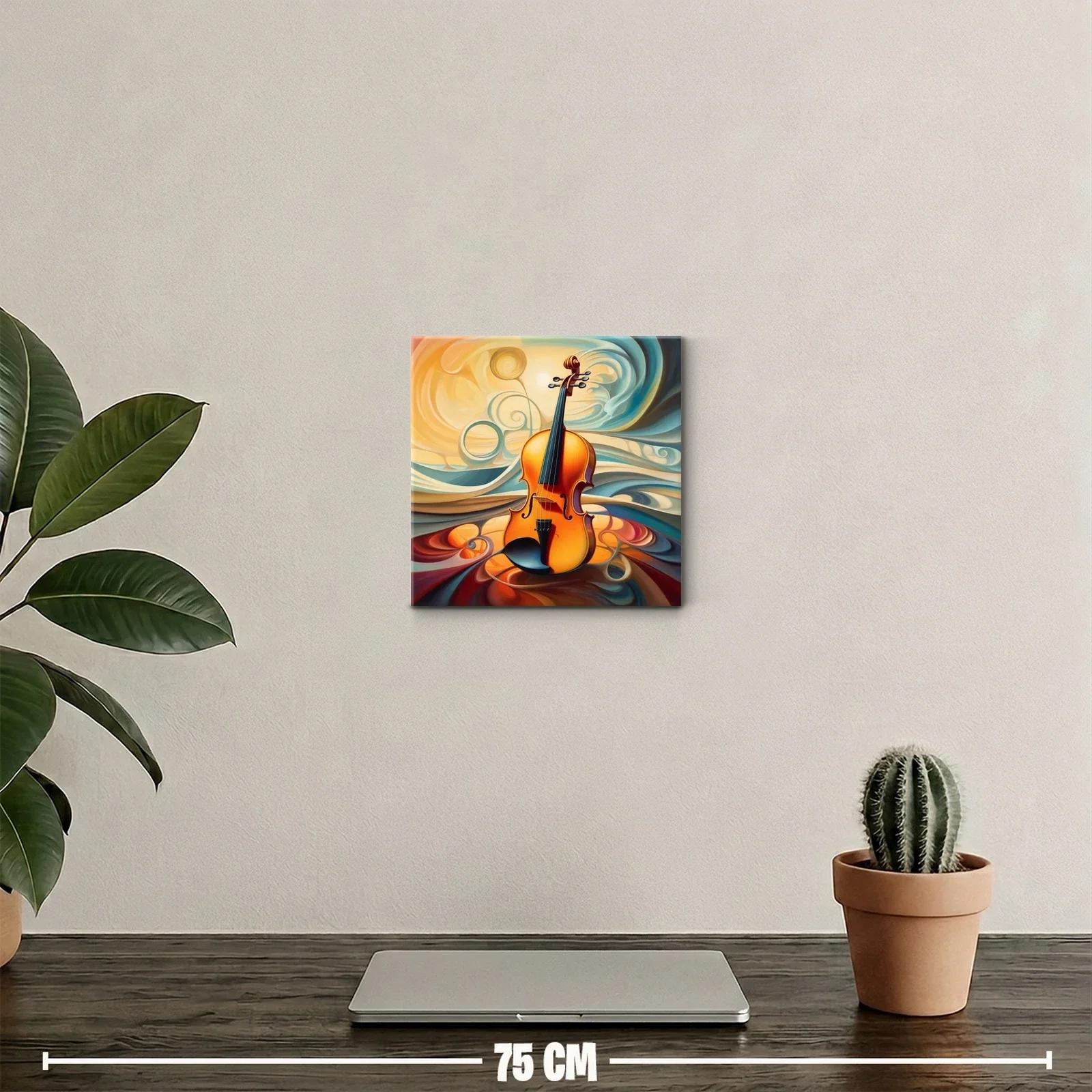 Cuadro decorativo con violín y decoración abstracta vibrante — miniatura 2