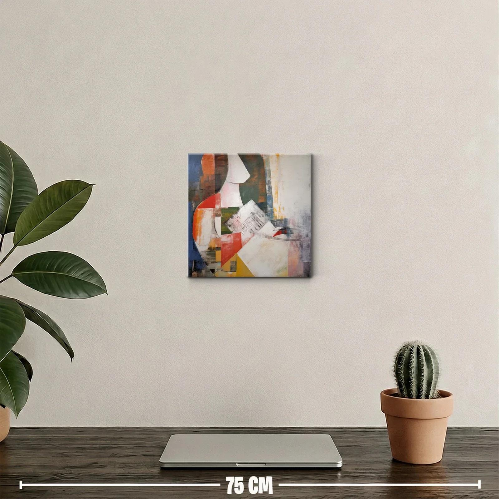 Cuadro abstracto figura femenina en tonos cálidos y fríos — miniatura 2