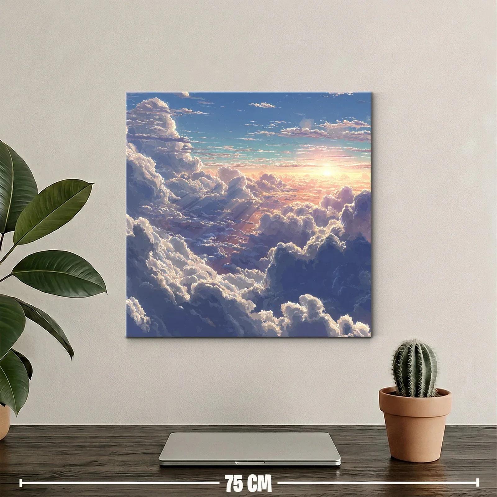 Atardecer entre nubes con luz dorada y cielo azul — miniatura 2