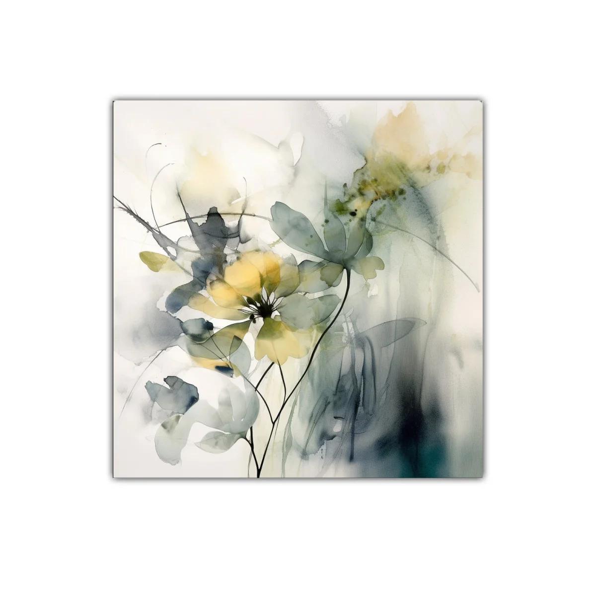 Cuadro decorativo con flor abstracta en tonos suaves y elegantes