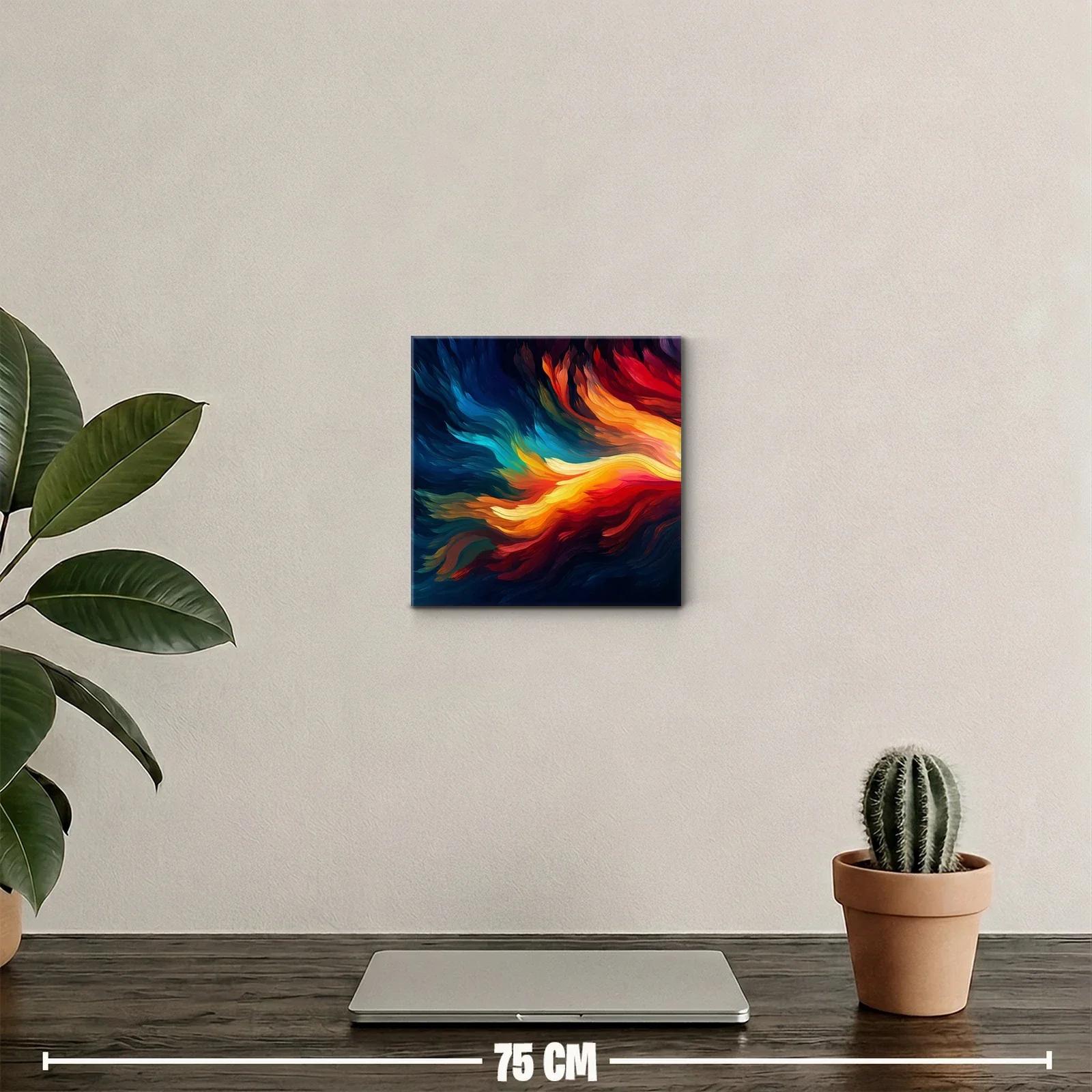 Cuadro abstracto con llamas en tonos vibrantes y dinámicos — miniatura 2