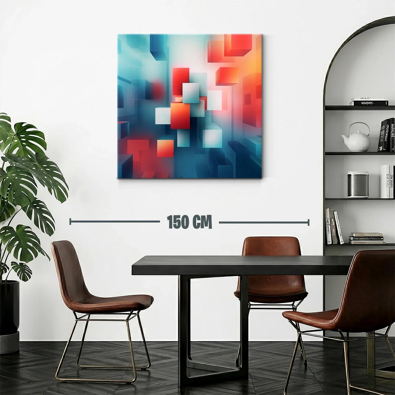 Composición Abstracta con Cubos en Tonos Azul y Rojo — miniatura 2