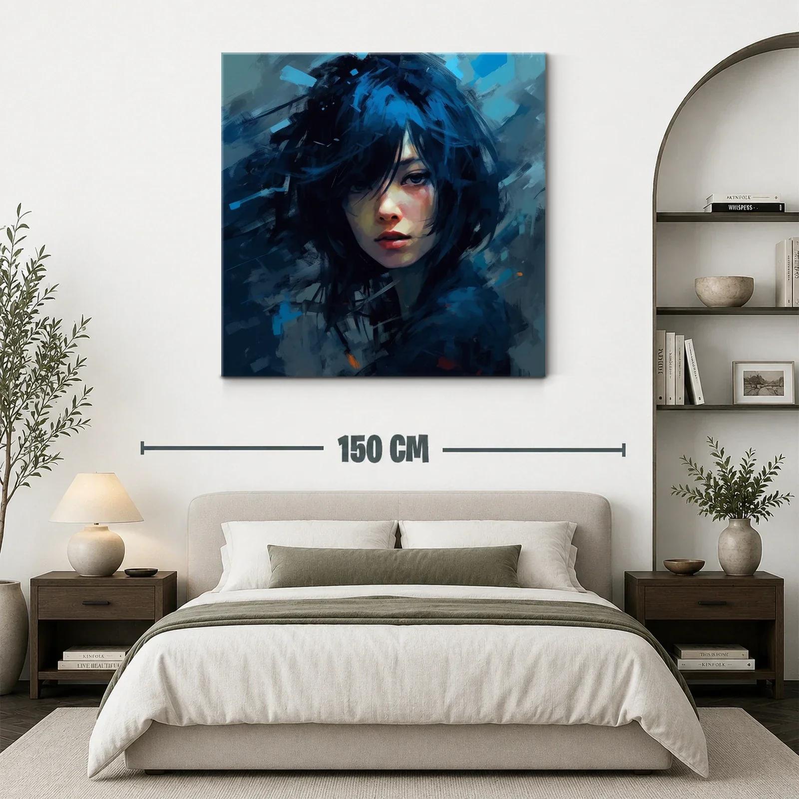 Retrato femenino con tonos azules y atmósfera intensa — miniatura 3