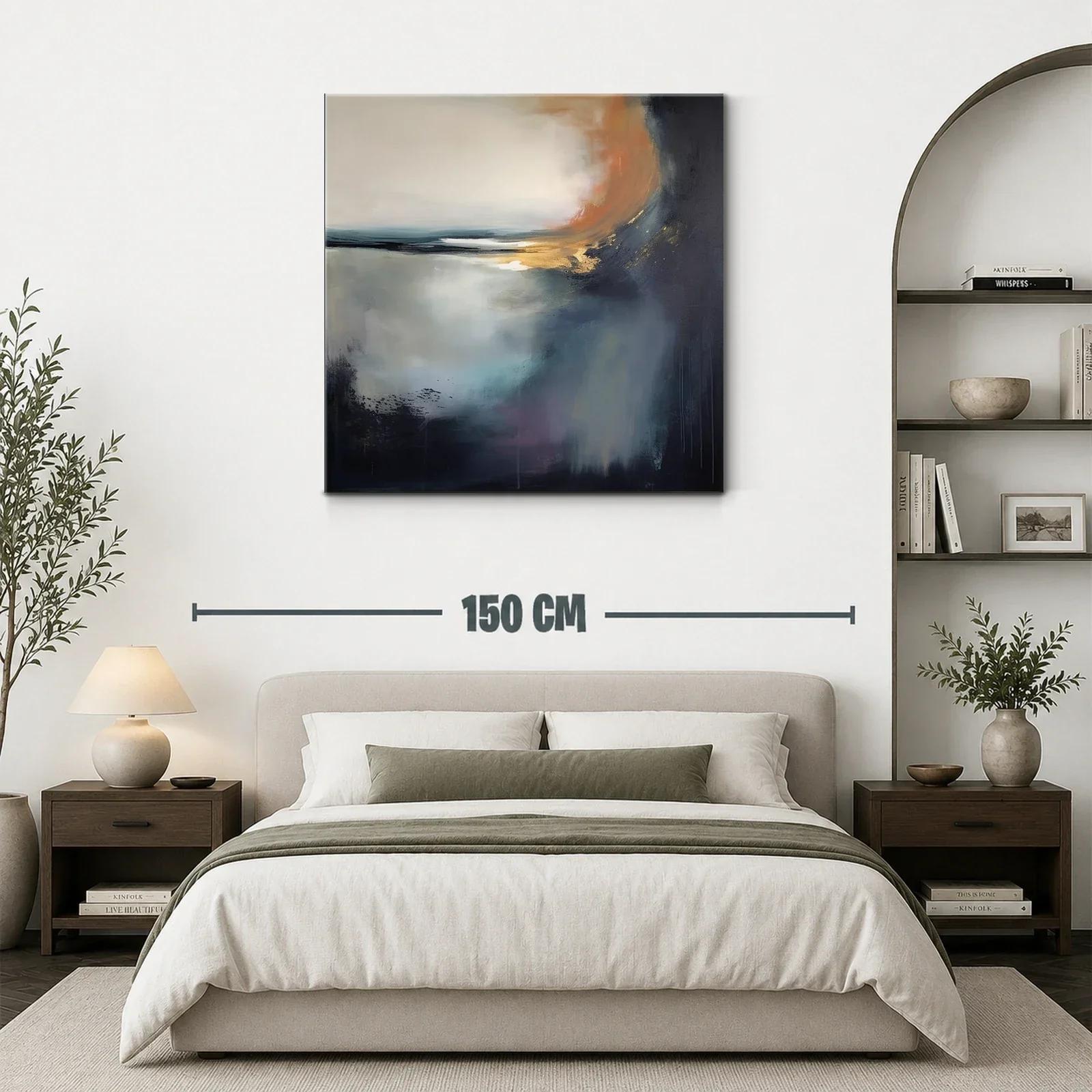 Cuadro abstracto con tonos cálidos y fríos en armonía — miniatura 3