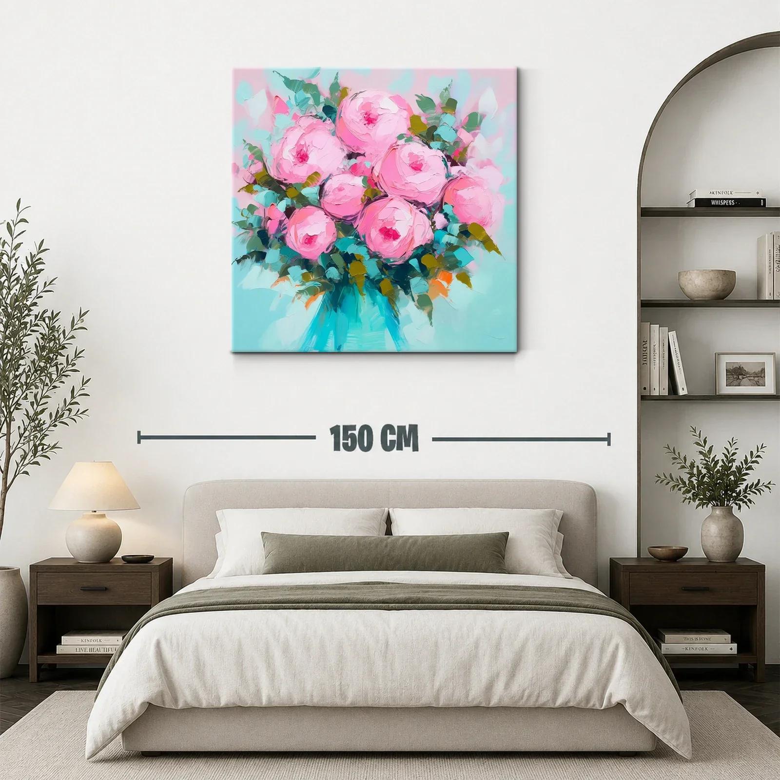 Ramo de rosas rosas vibrantes con follaje fresco — miniatura 3