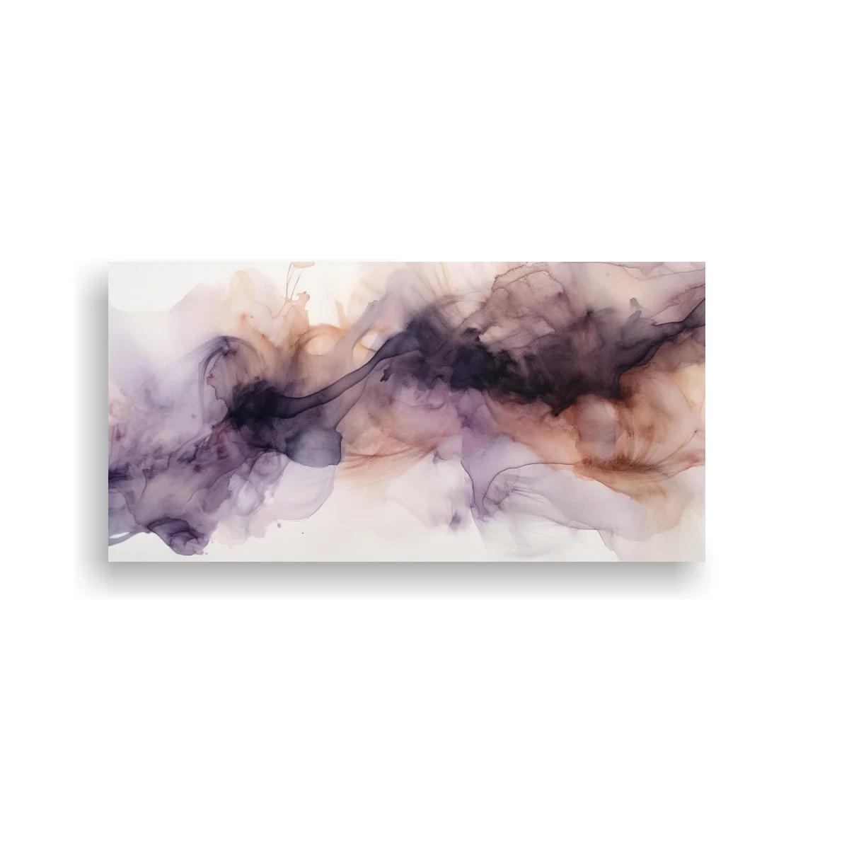 Cuadro nube de tinta violeta y marrón en franja vaporosa