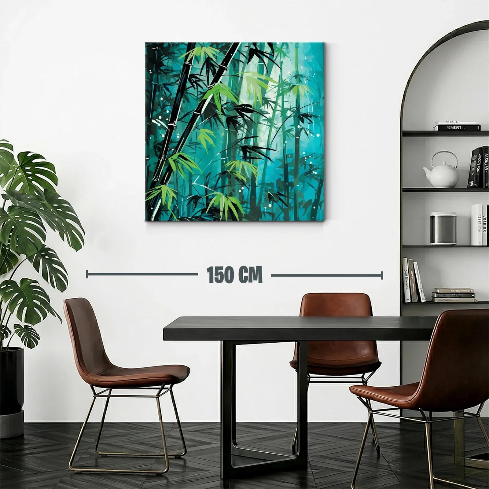 Bosque de bambú en tonos verdes y azules intensos — miniatura 2