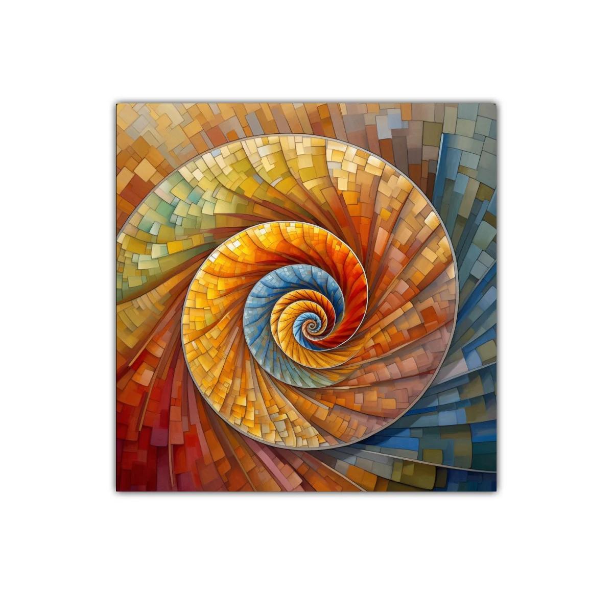 Espiral abstracta en cálidos tonos terrosos y azules suaves