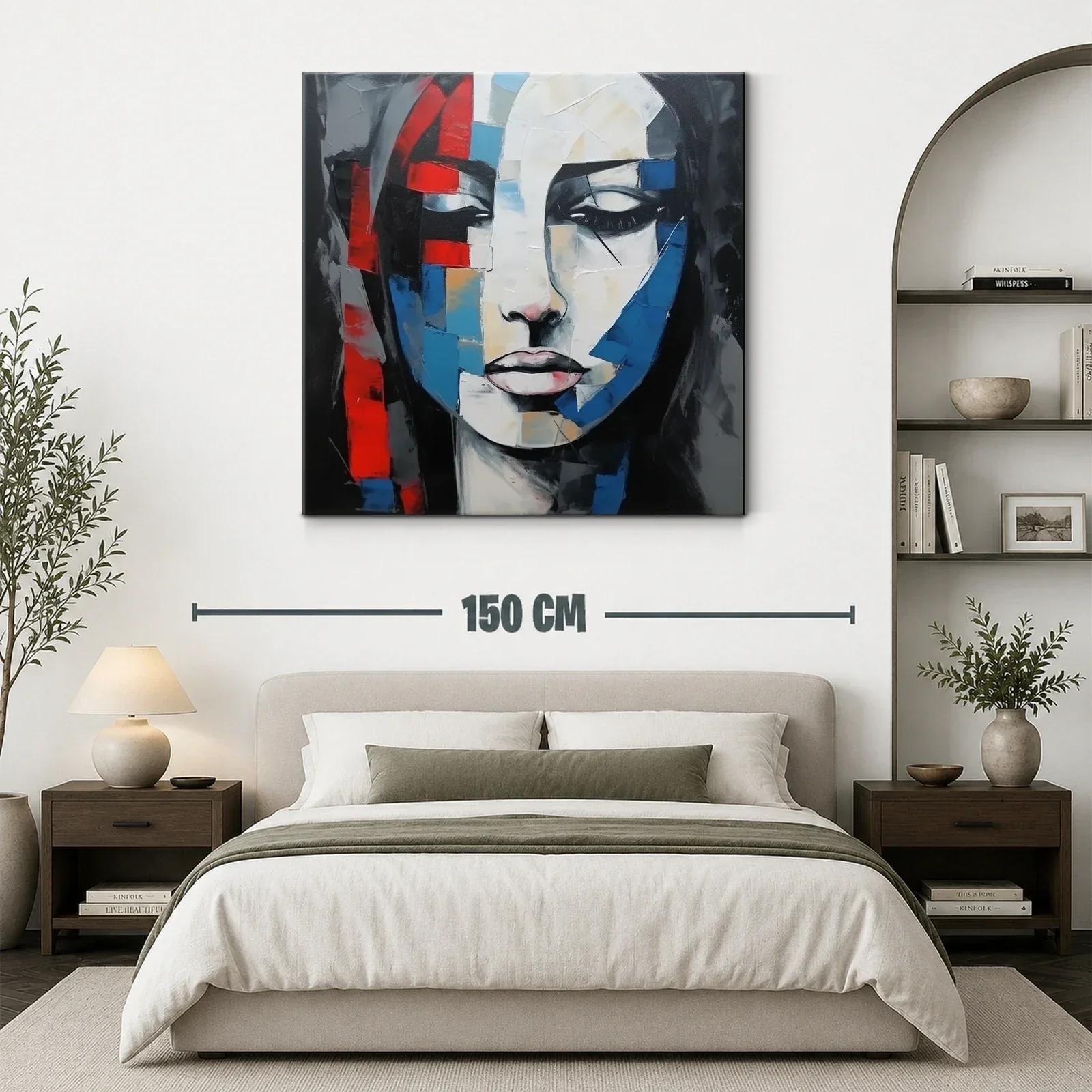 Retrato abstracto vibrante con toques rojos y azules — miniatura 3