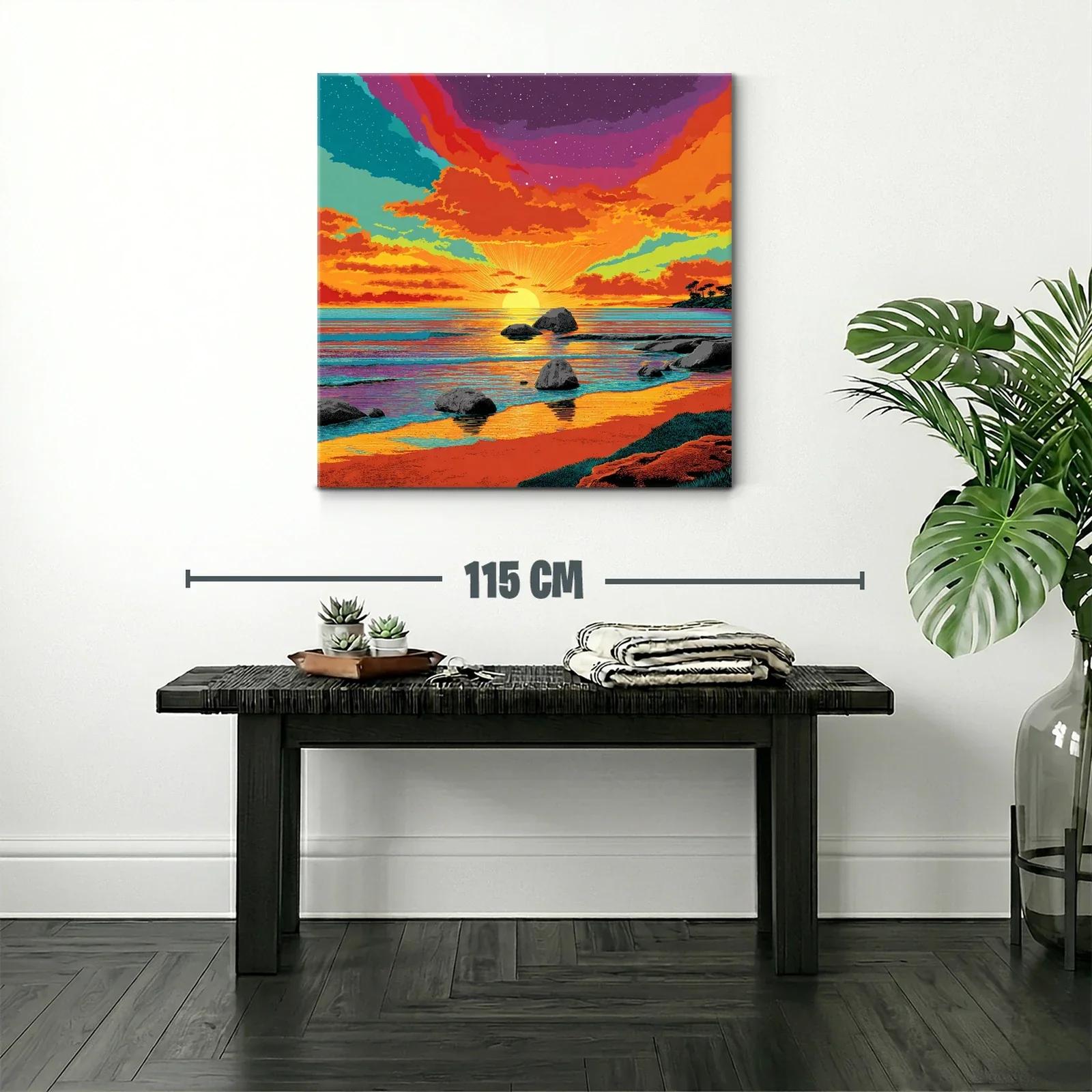 Atardecer vibrante sobre la costa con cielos estrellados — miniatura 2